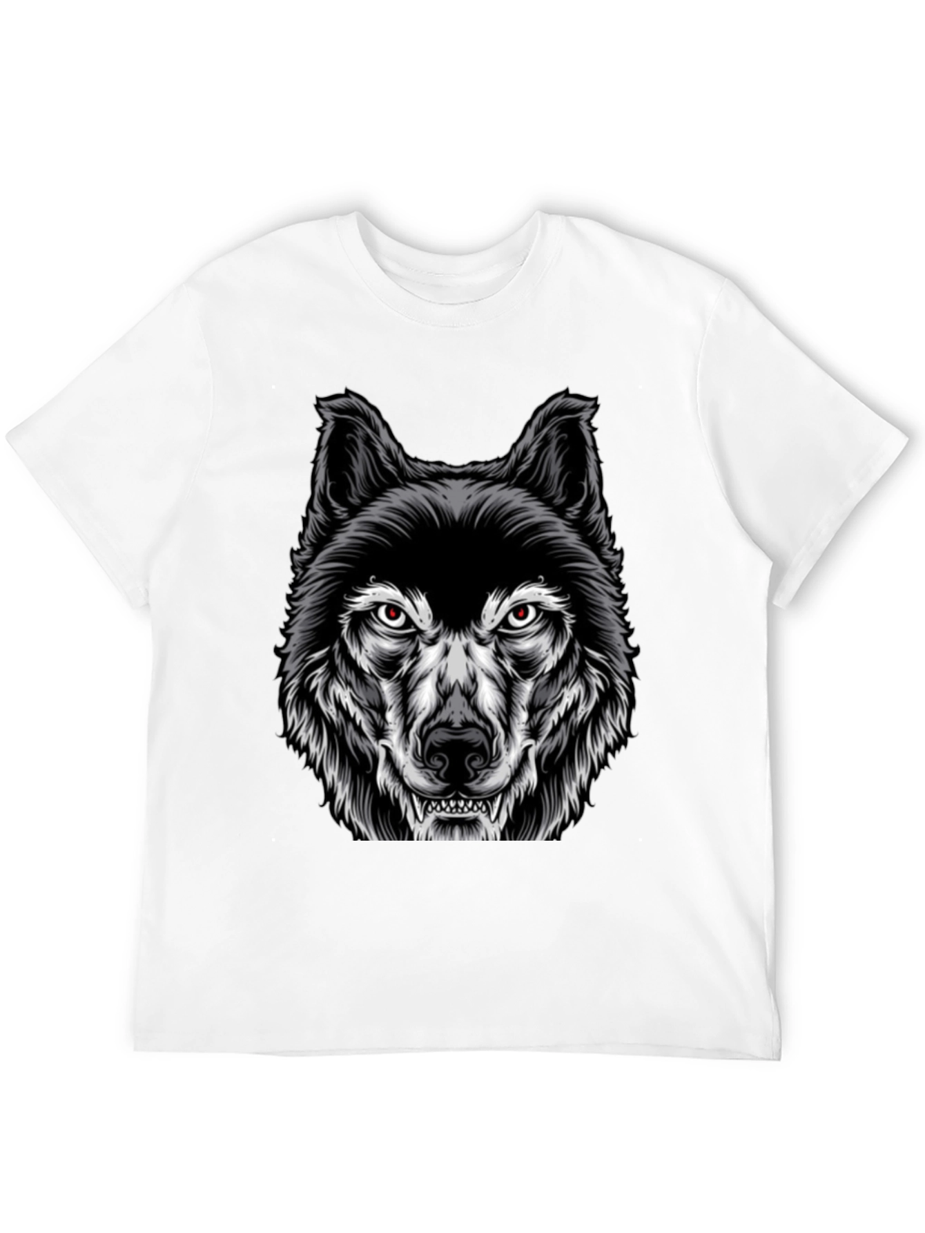Mens Black Wolf Graphic Print T-Shirt