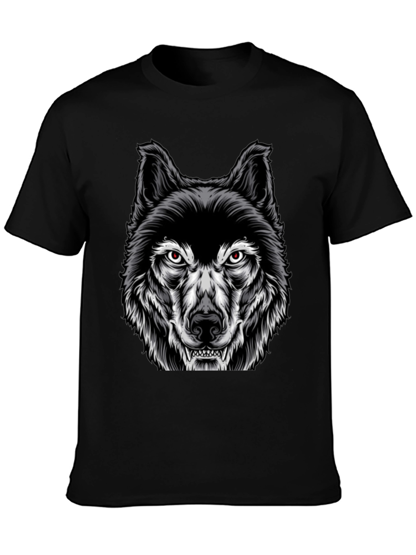 Mens Black Wolf Graphic Print T-Shirt
