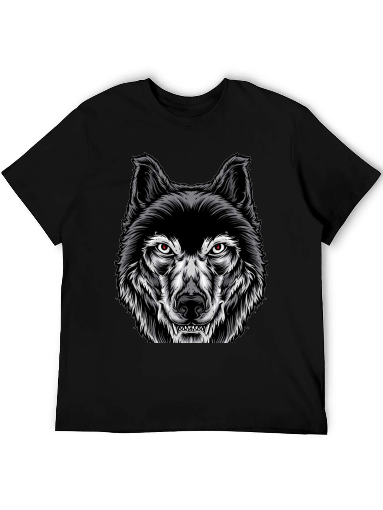 Mens Black Wolf Graphic Print T-Shirt