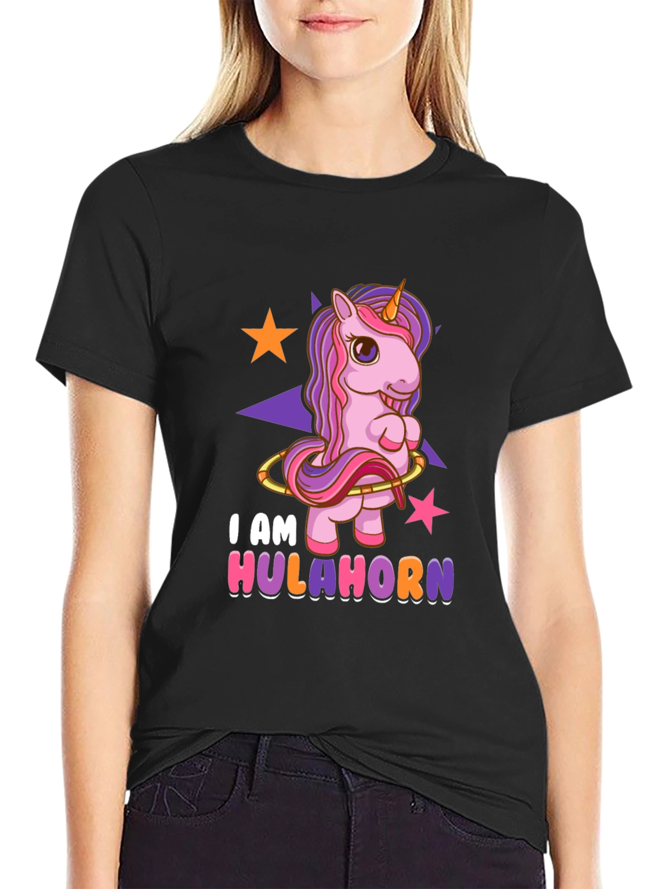 Hulahorn Unicorn Black T-Shirt