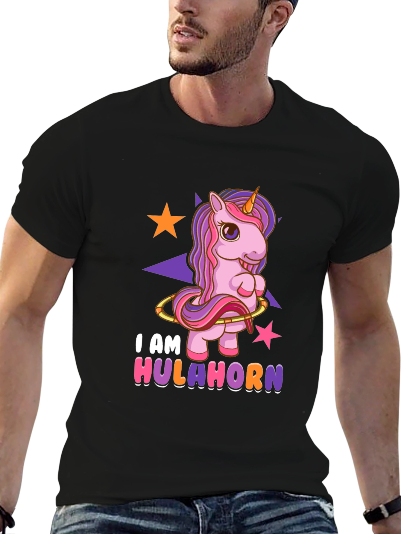 Hulahorn Unicorn Black T-Shirt