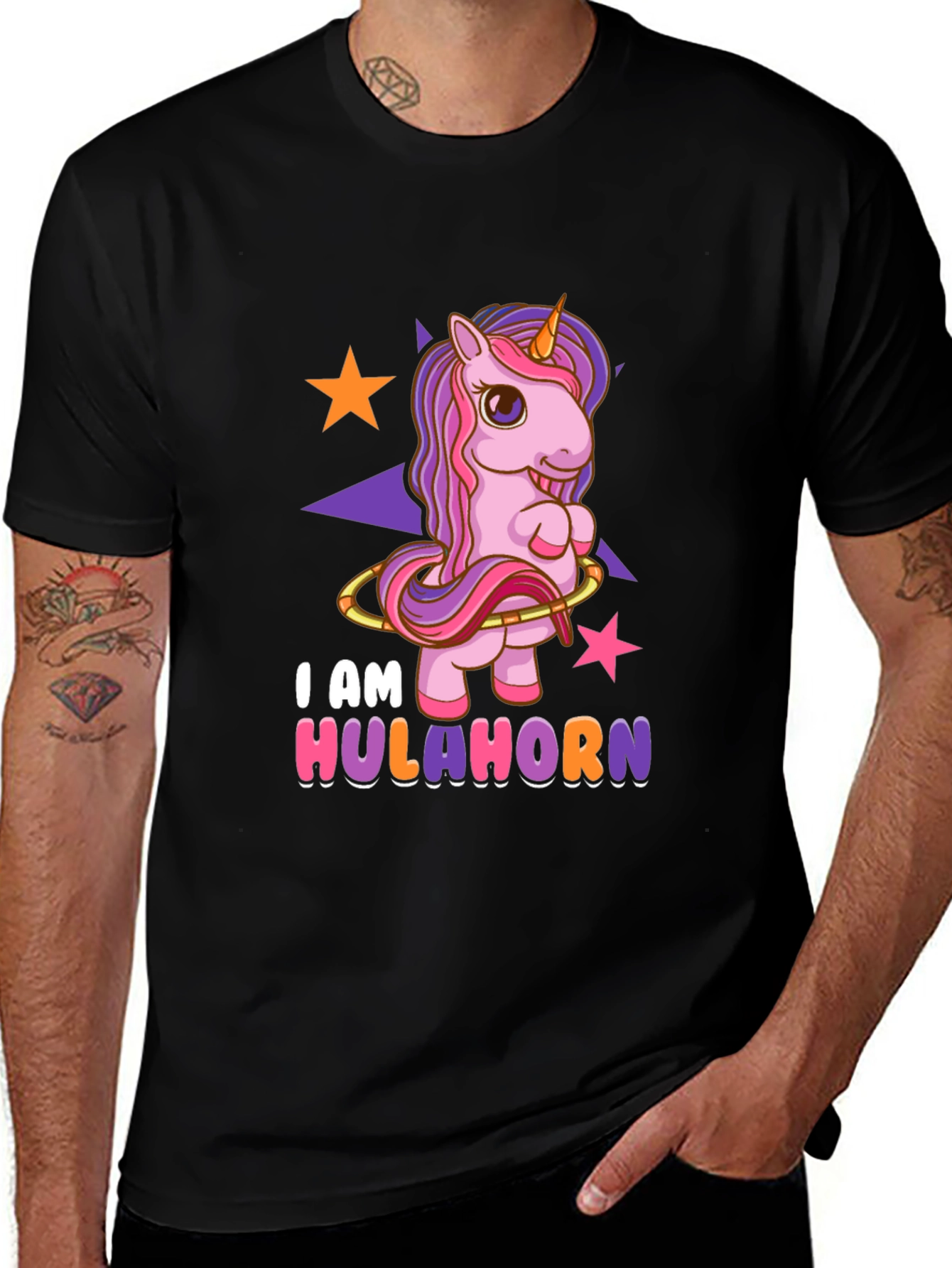 Hulahorn Unicorn Black T-Shirt