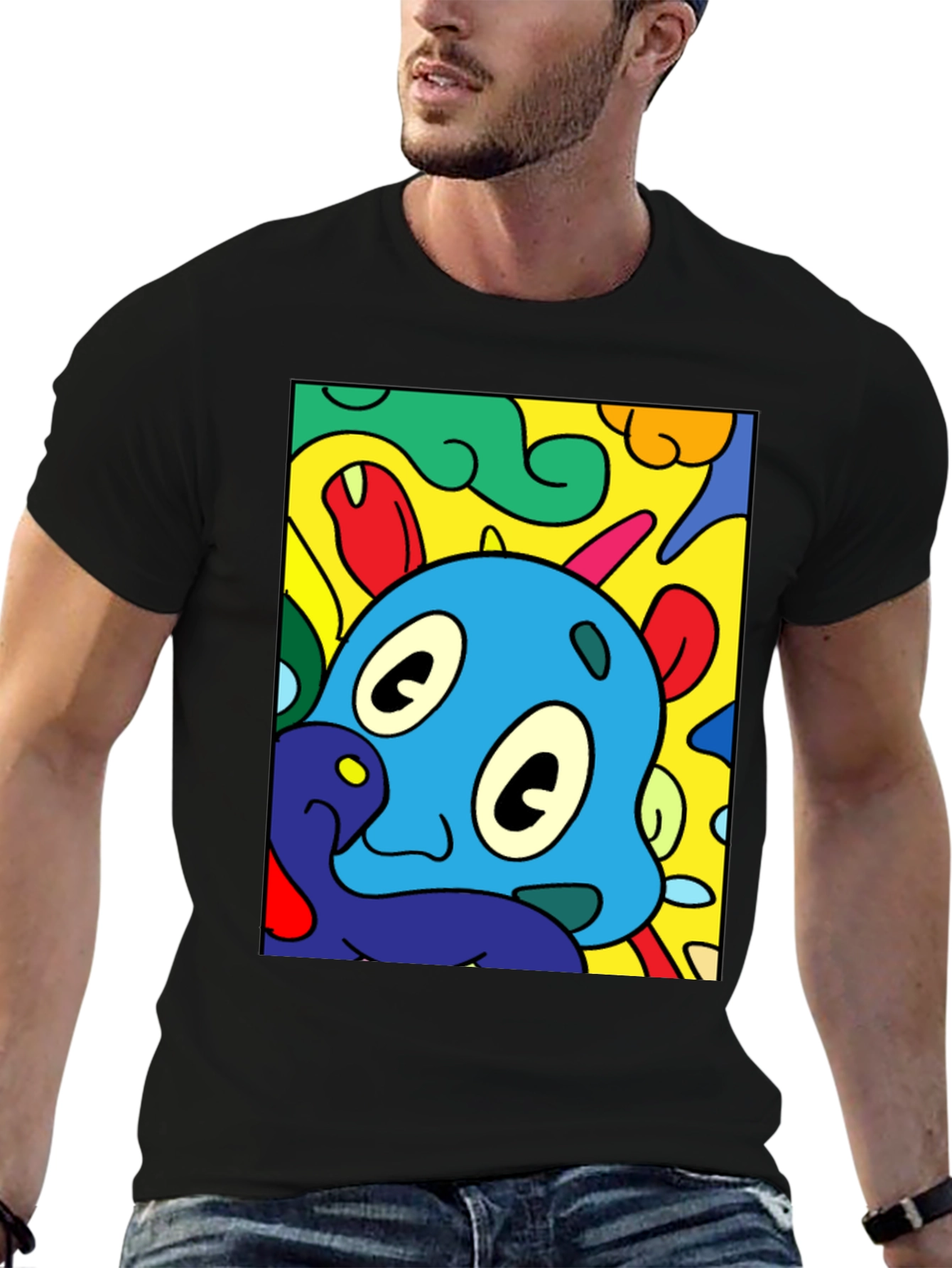 Cartoon Character Graphic Black T-Shirt