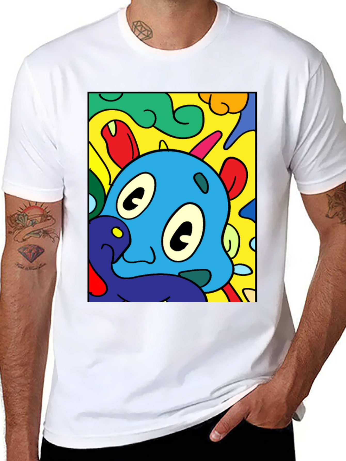 Cartoon Character Graphic Black T-Shirt