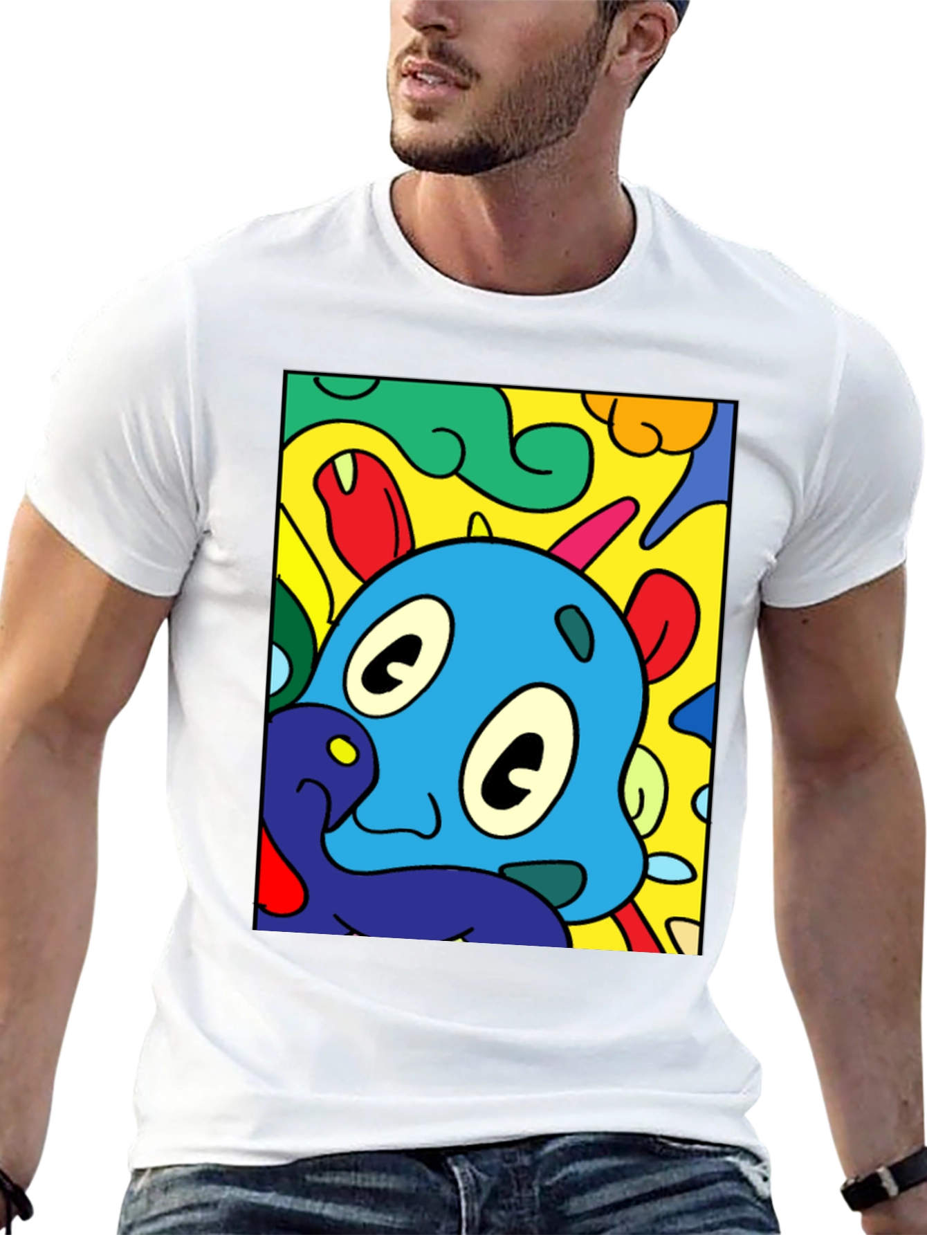 Cartoon Character Graphic Black T-Shirt