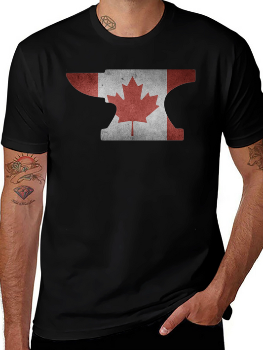 Canadian Flag Anvil Graphic T-Shirt - Black