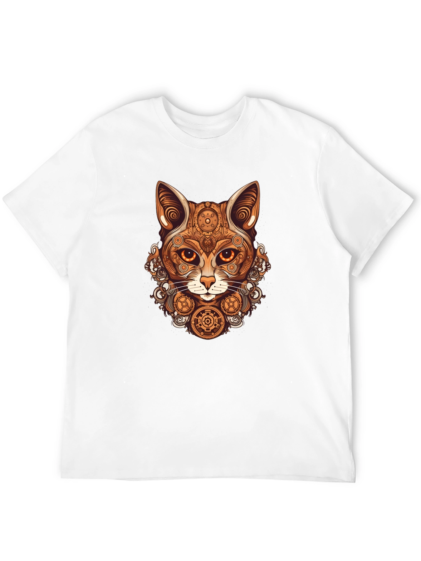 Steampunk Cat T-Shirt - Gearwork Feline Design