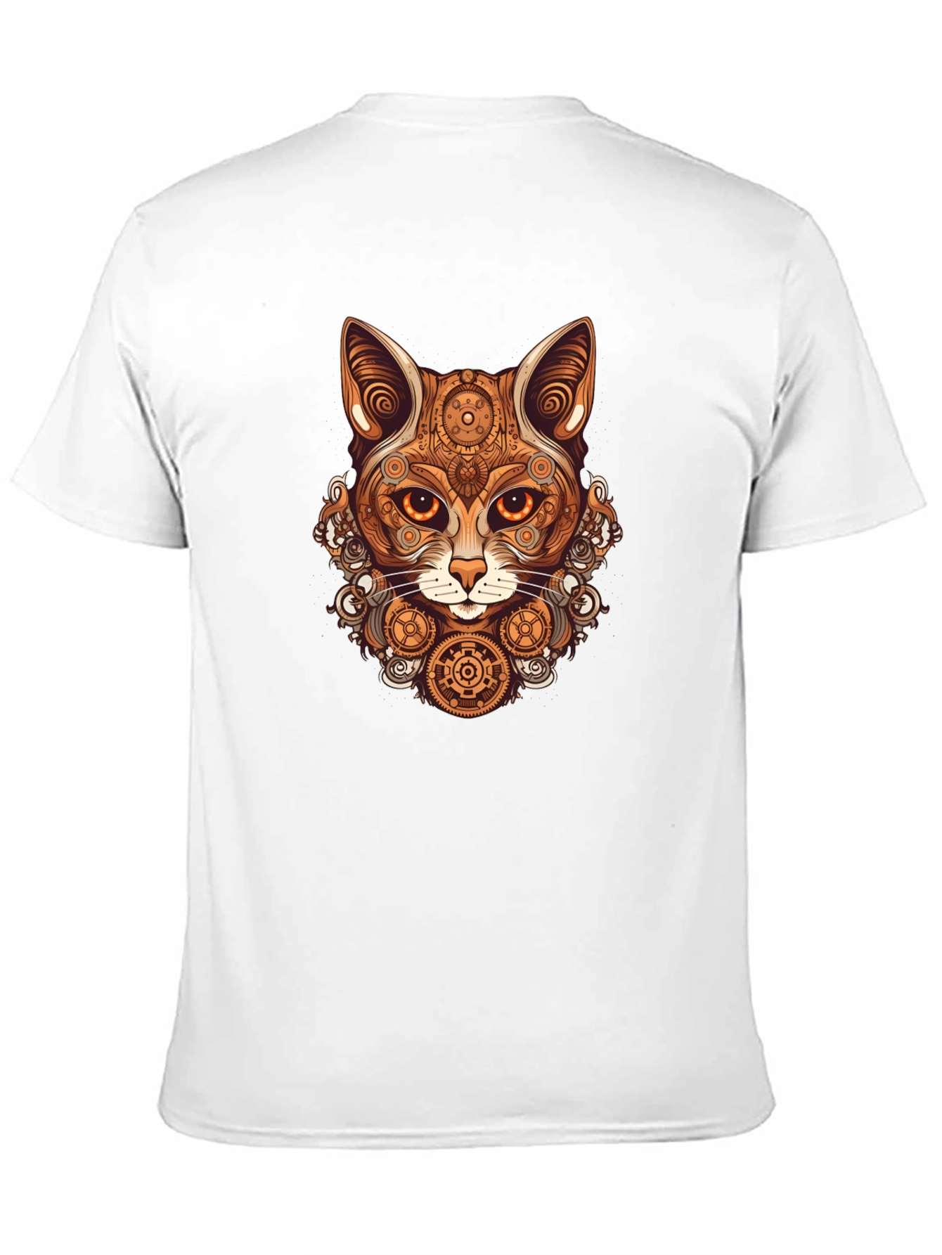 Steampunk Cat T-Shirt - Gearwork Feline Design