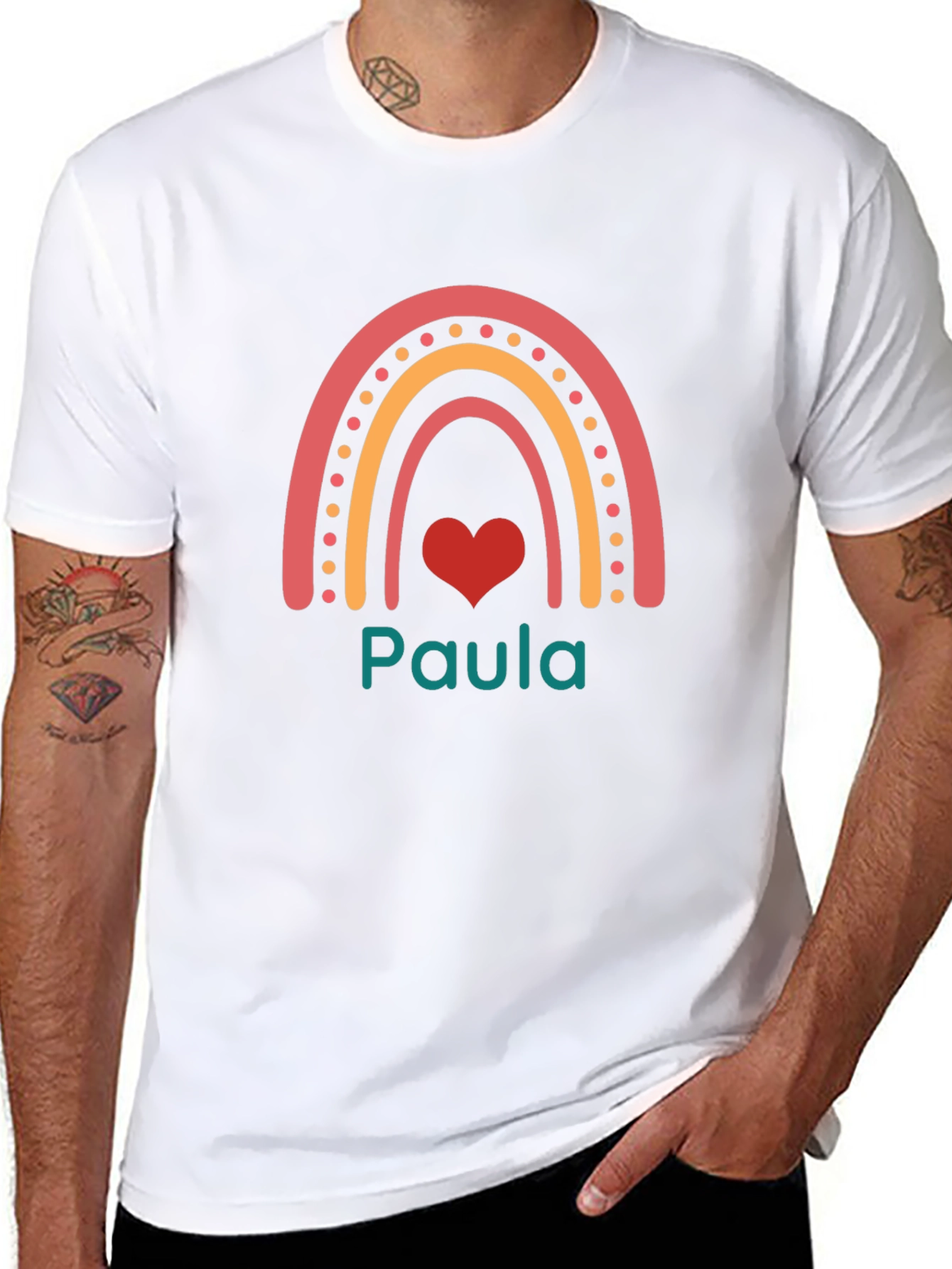 Paula Rainbow Heart Graphic Tee - Black Casual T-Shirt