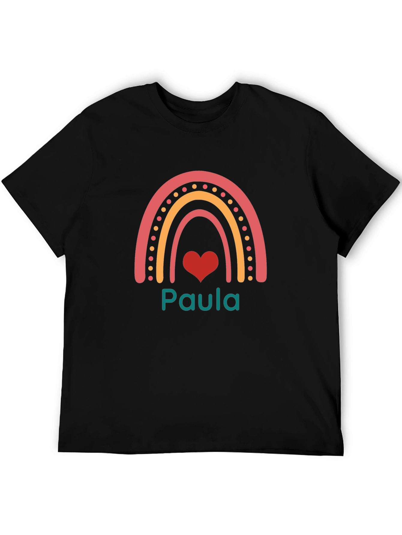 Paula Rainbow Heart Graphic Tee - Black Casual T-Shirt
