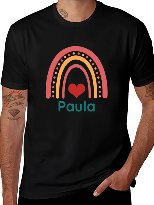 Paula Rainbow Heart Graphic Tee - Black Casual T-Shirt