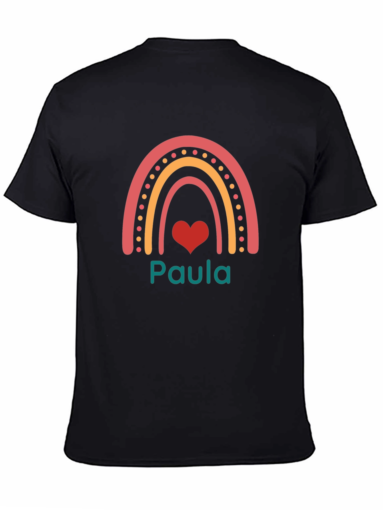 Paula Rainbow Heart Graphic Tee - Black Casual T-Shirt