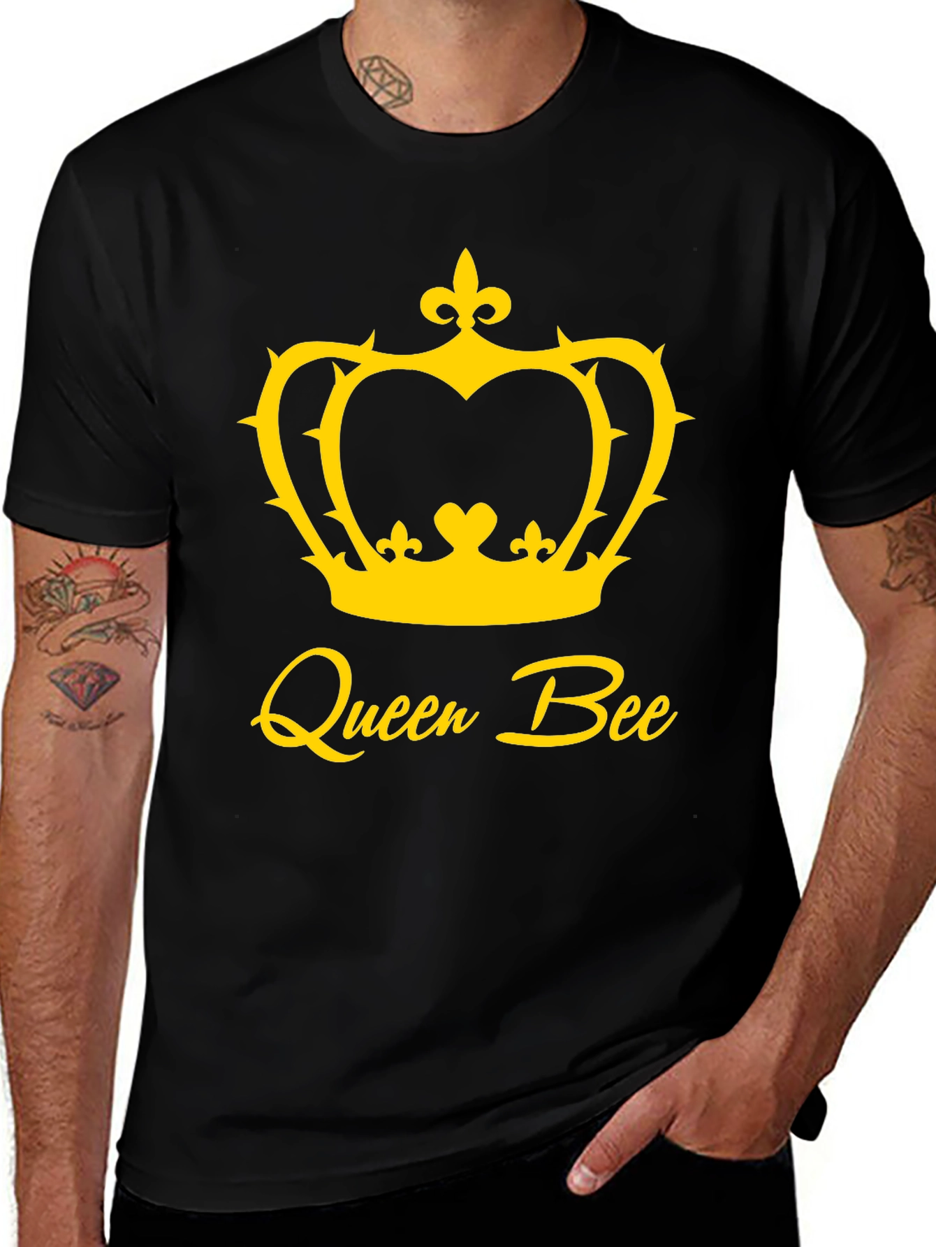 Queen Bee Graphic Tee - Black Cotton T-Shirt