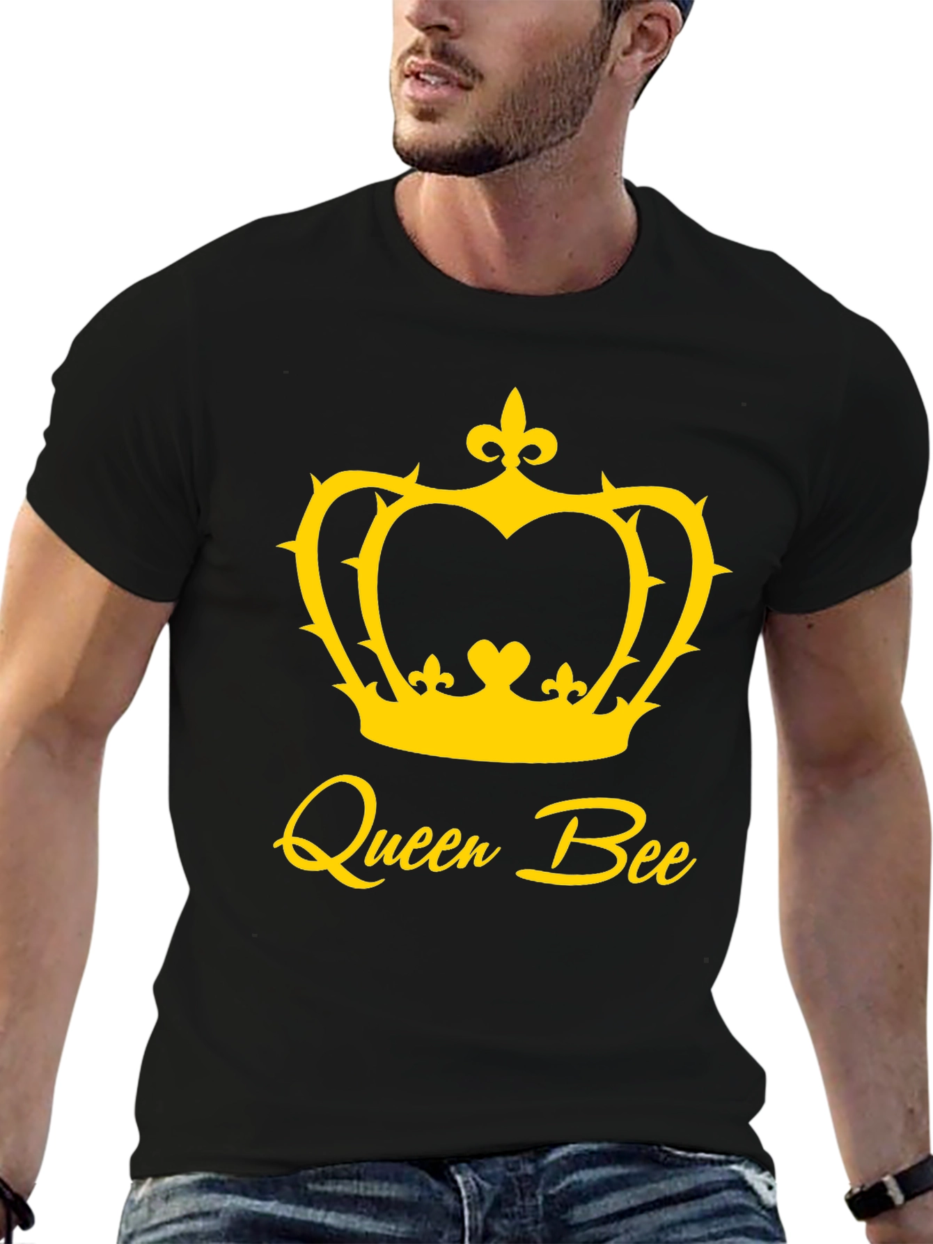 Queen Bee Graphic Tee - Black Cotton T-Shirt