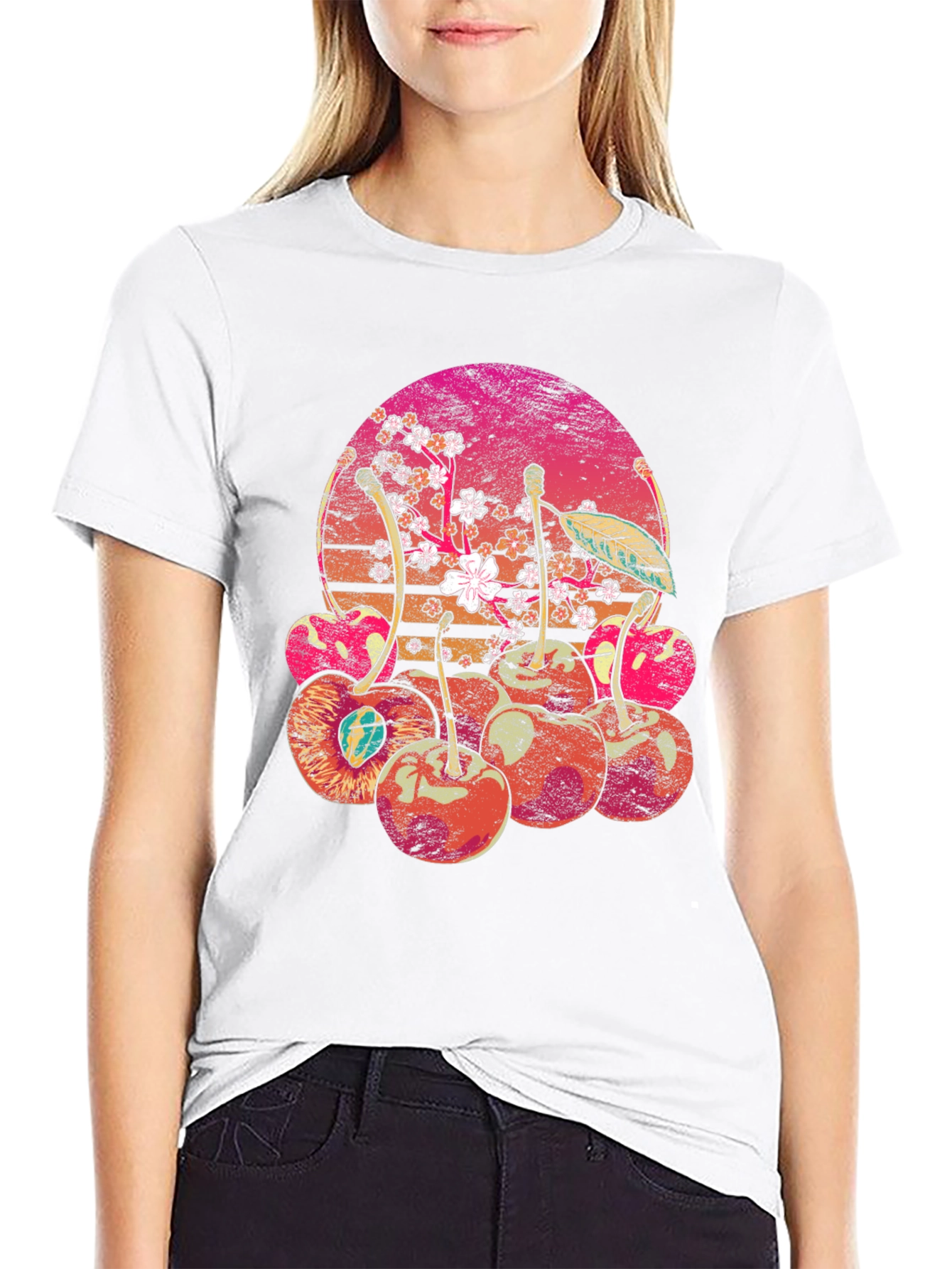 Retro Cherry Blossom Graphic Tee