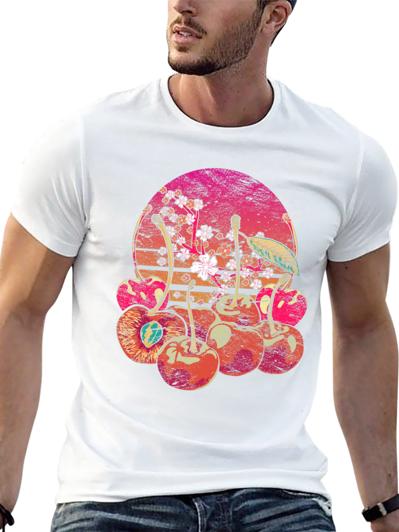 Retro Cherry Blossom Graphic Tee