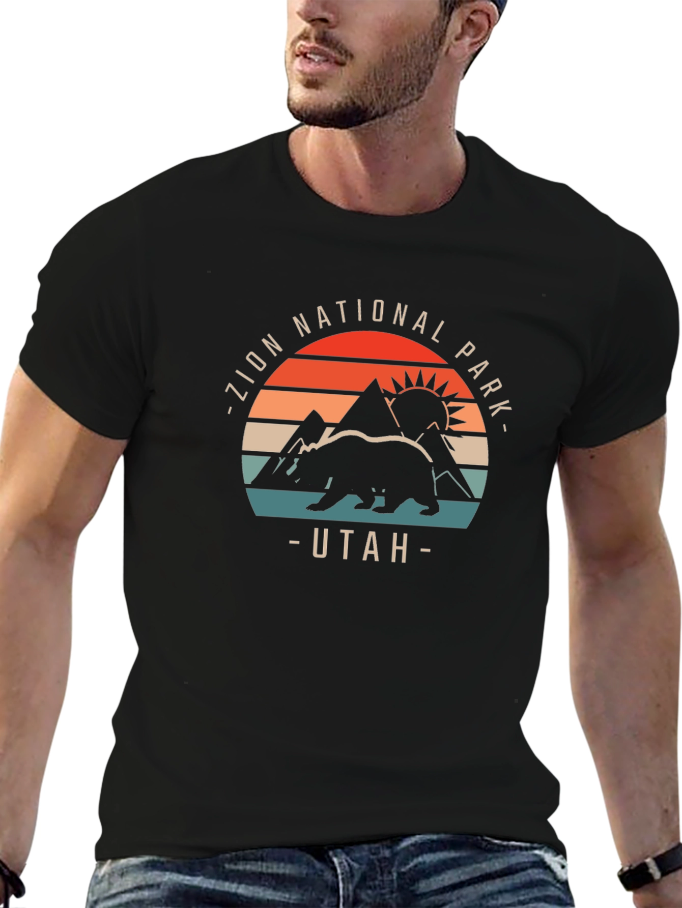Zion National Park T-Shirt Utah Bear Graphic Tee