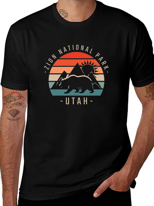 Zion National Park T-Shirt Utah Bear Graphic Tee