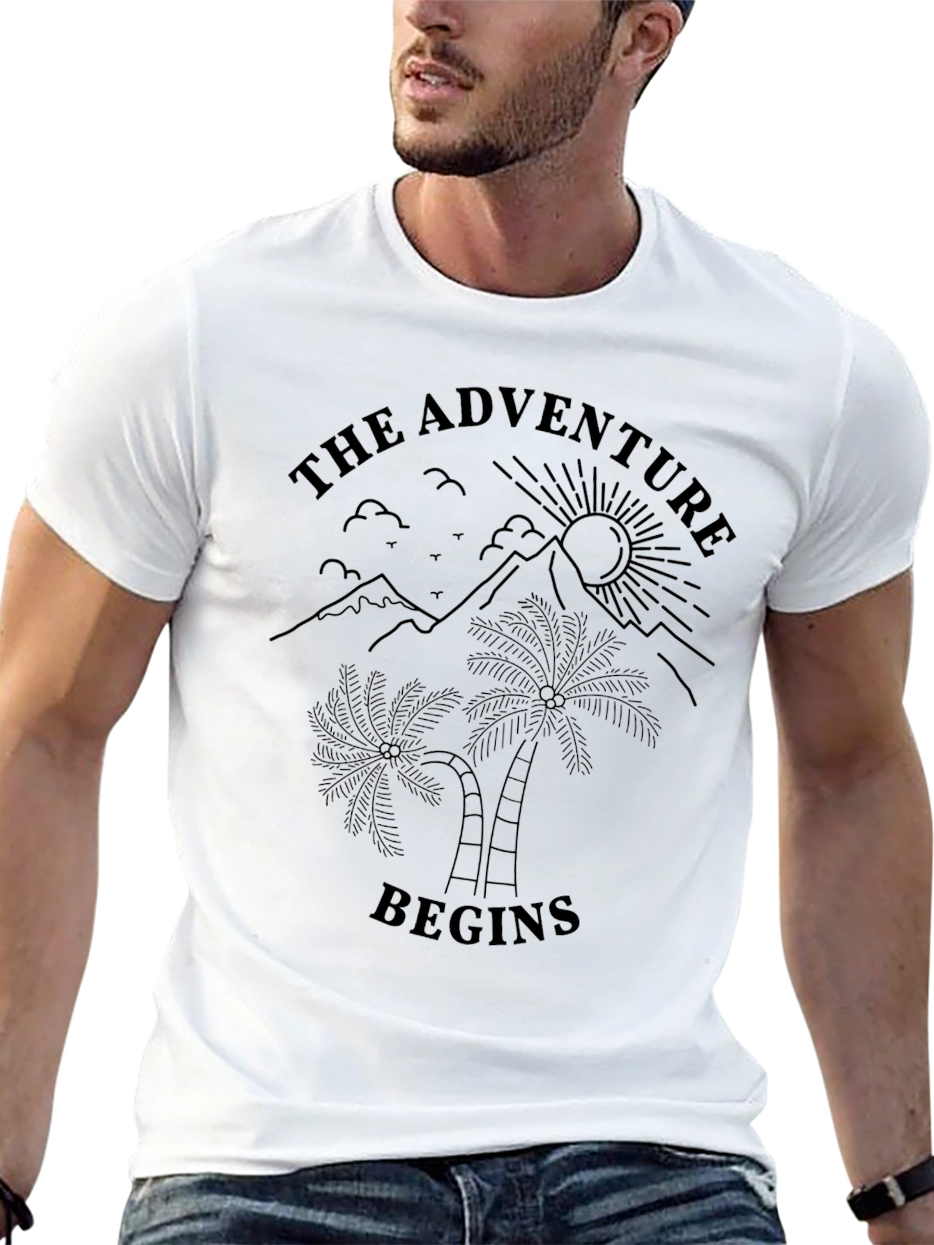 Adventure Begins Graphic Tee - Black