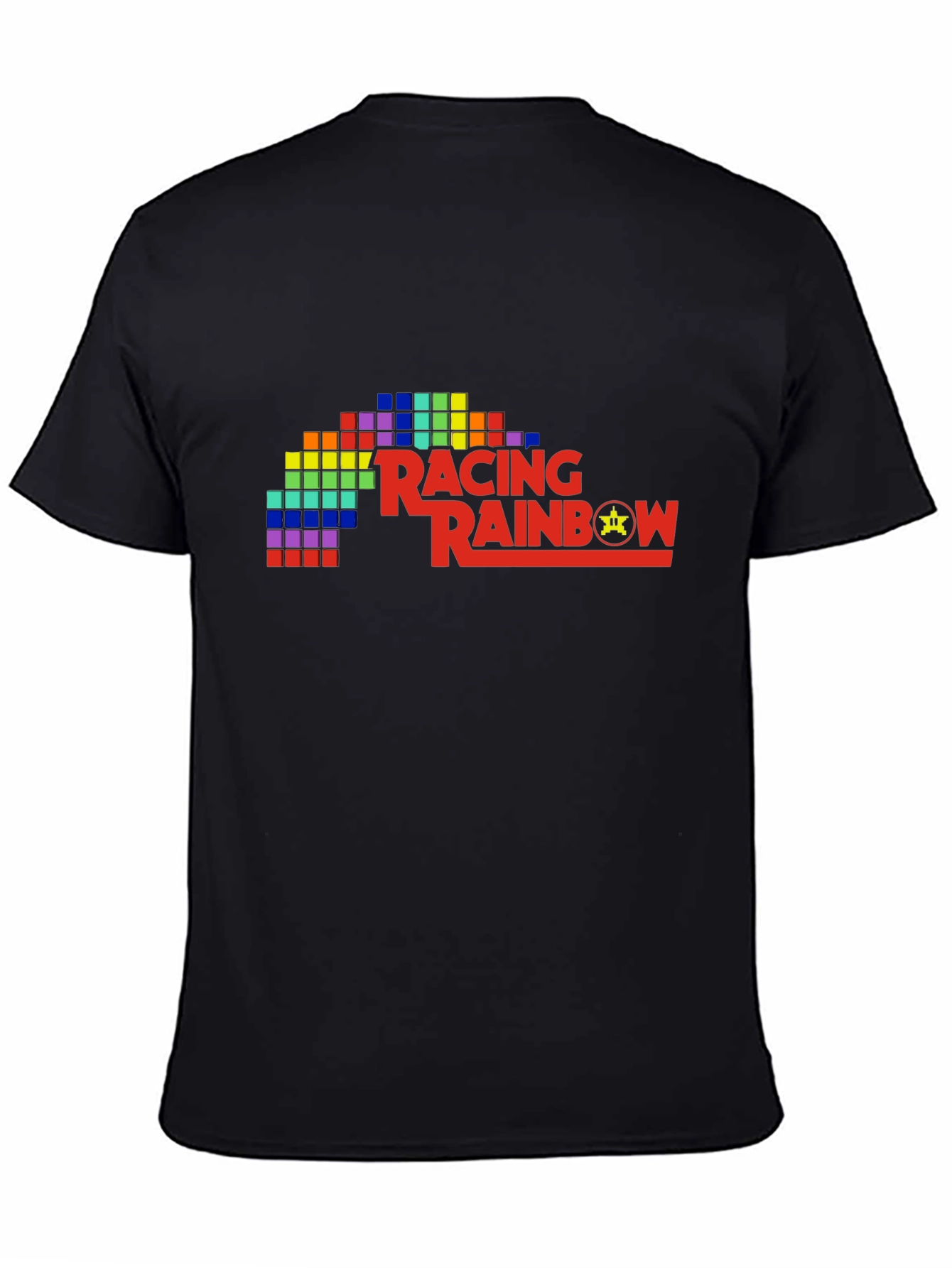 Retro Racing Rainbow Black T-Shirt