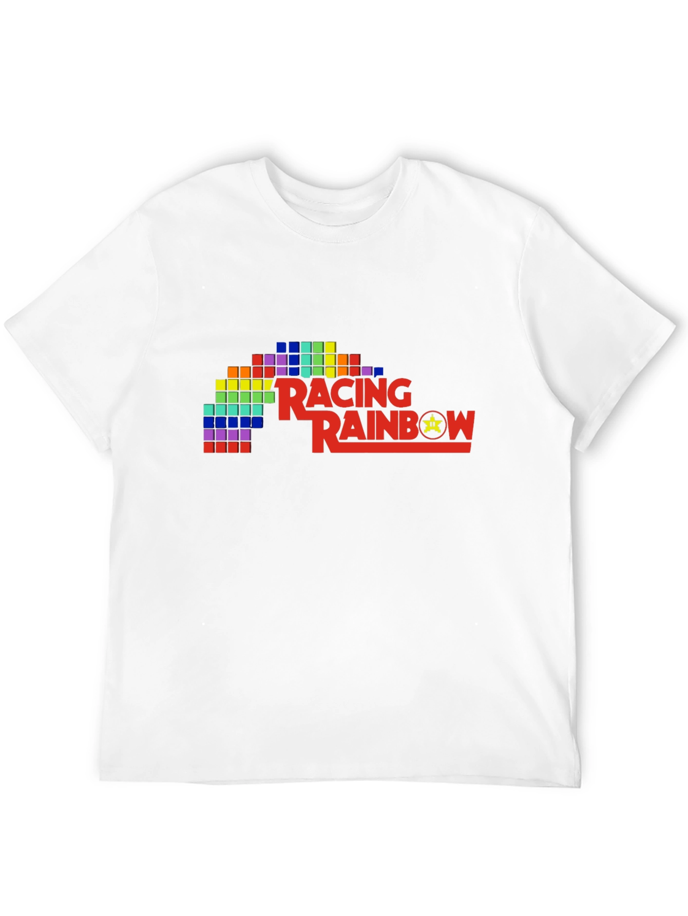 Retro Racing Rainbow Black T-Shirt