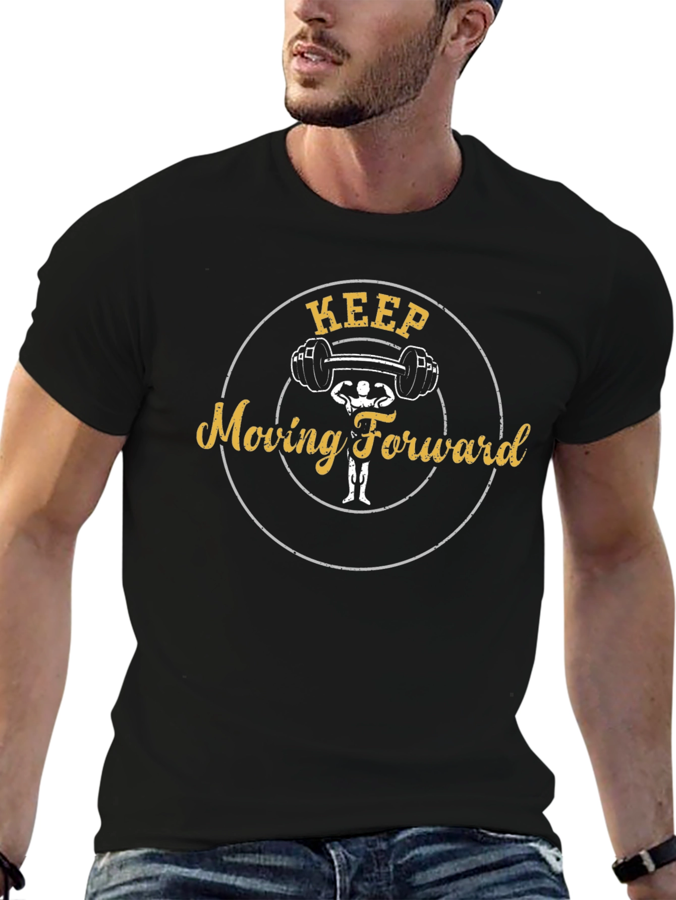 Keep Moving Forward Black Graphic T-Shirt