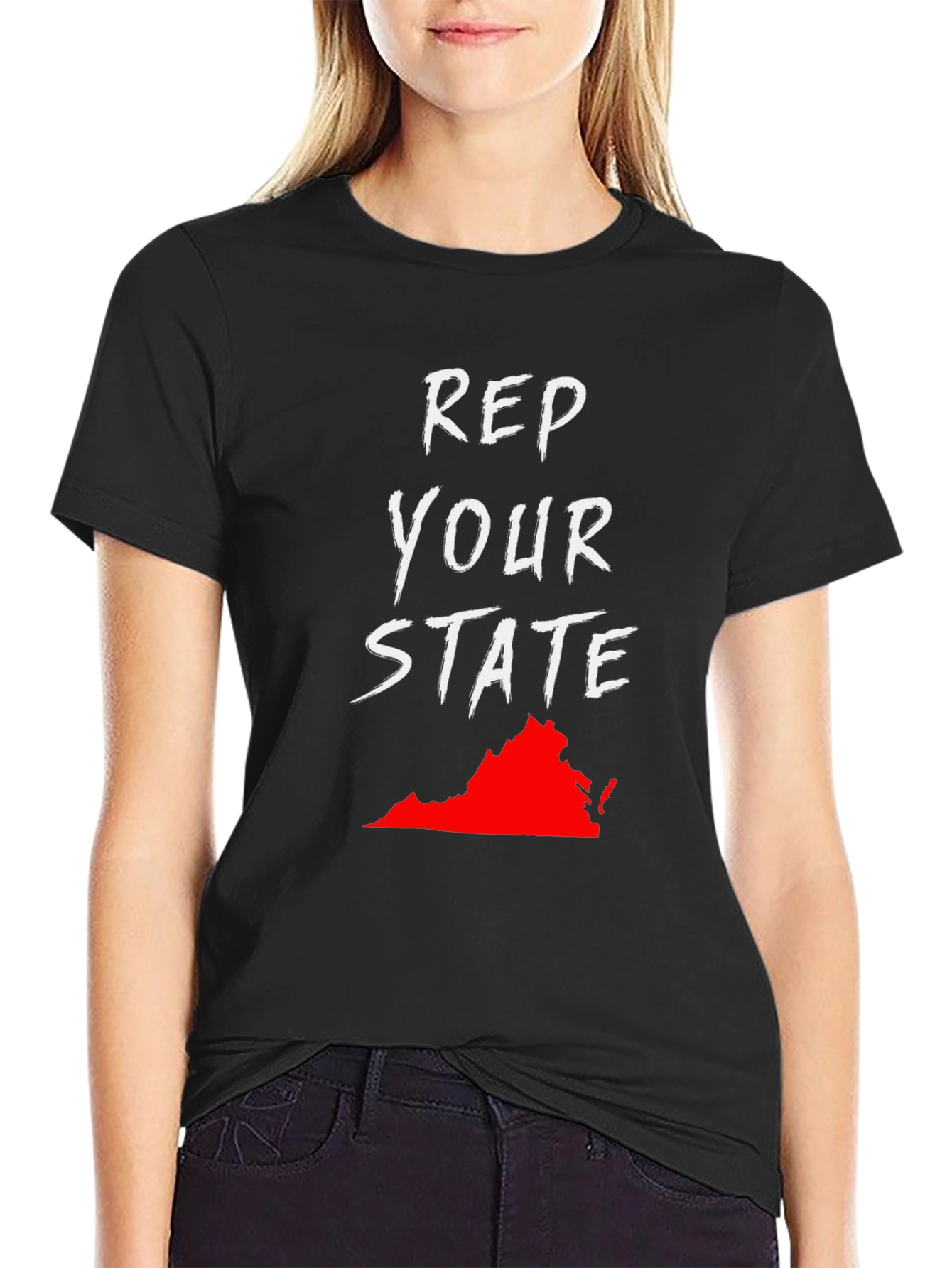 Rep Your State Black Graphic T-Shirt