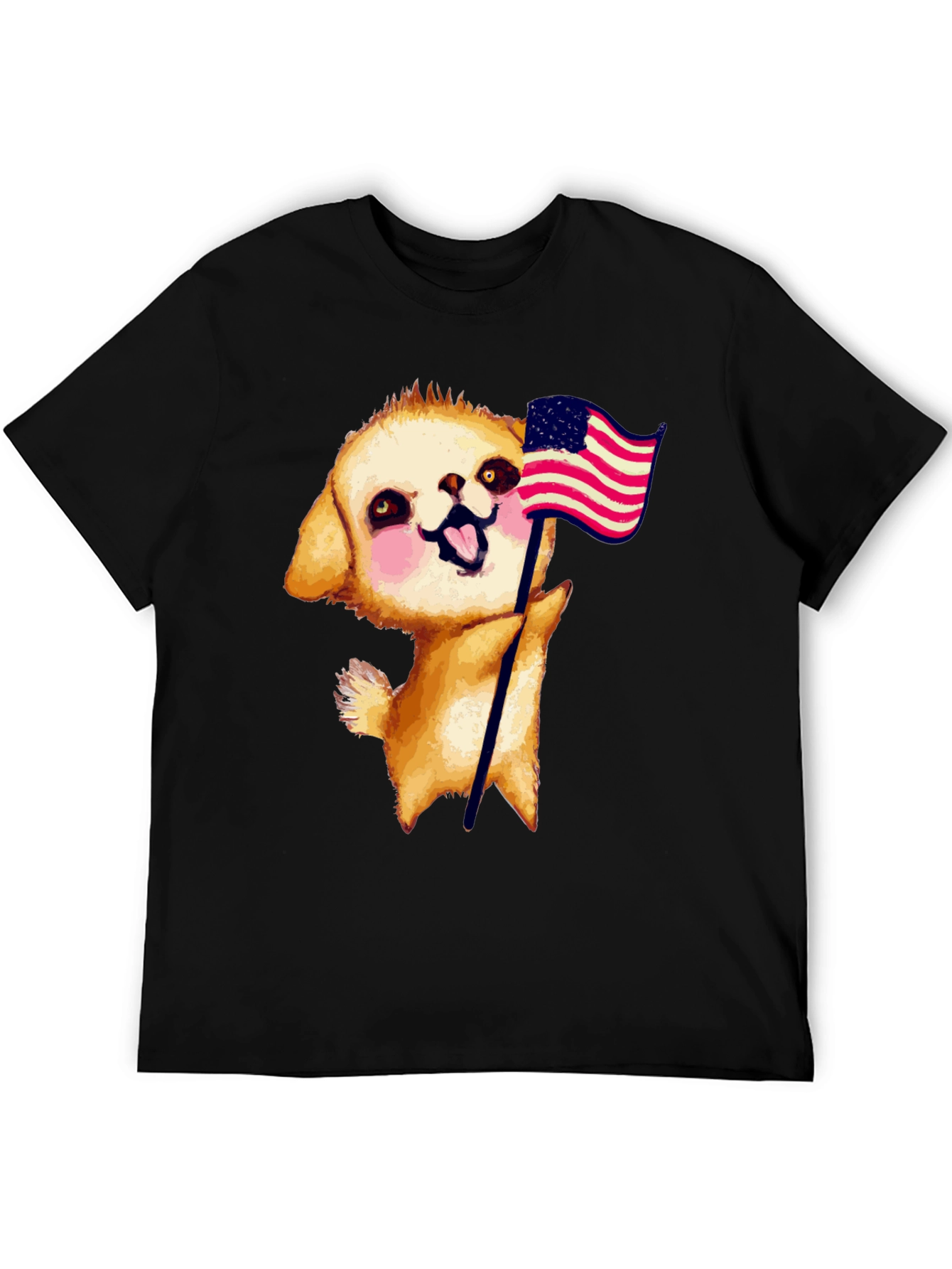 Puppy American Flag Graphic Tee