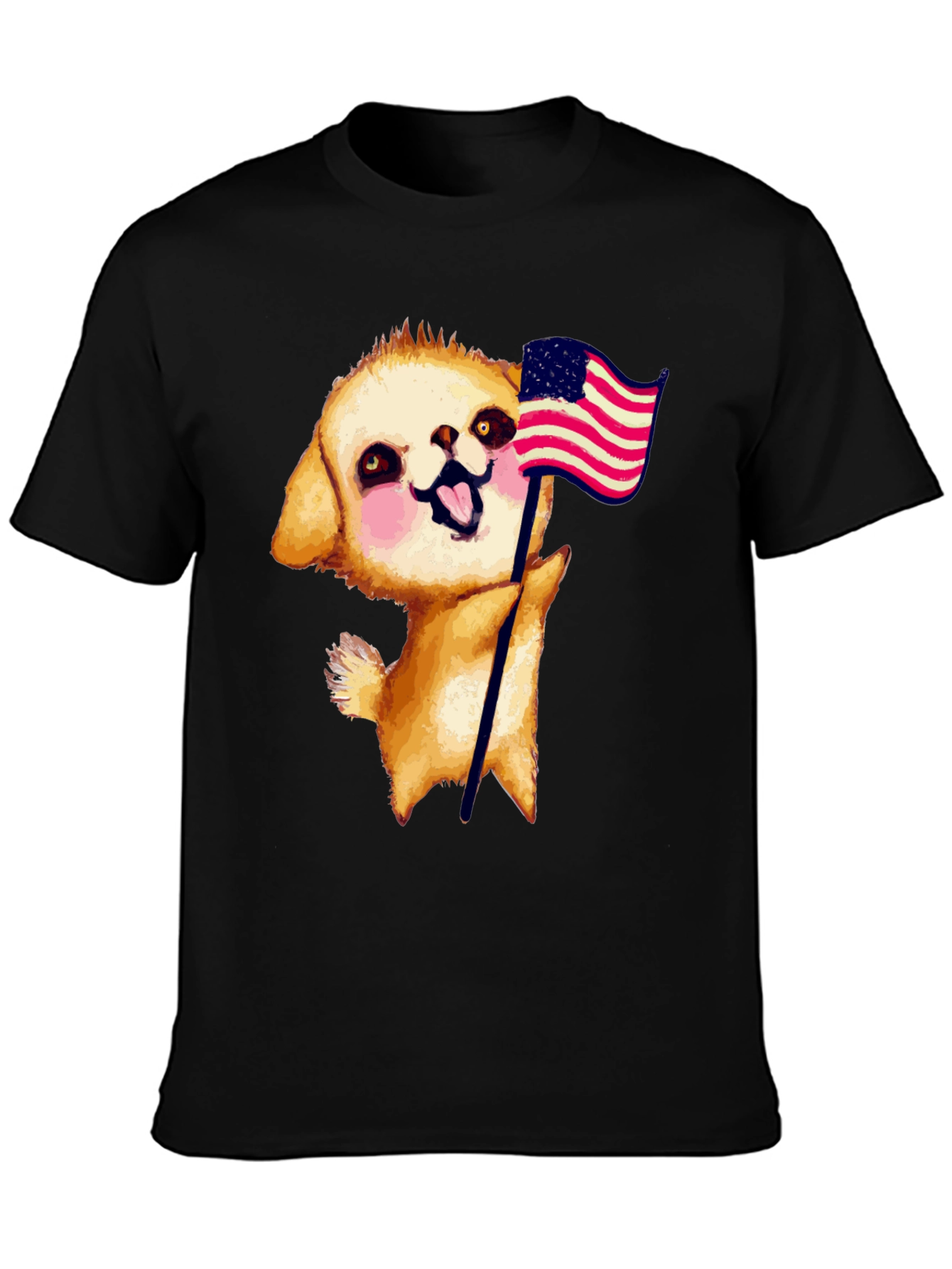 Puppy American Flag Graphic Tee