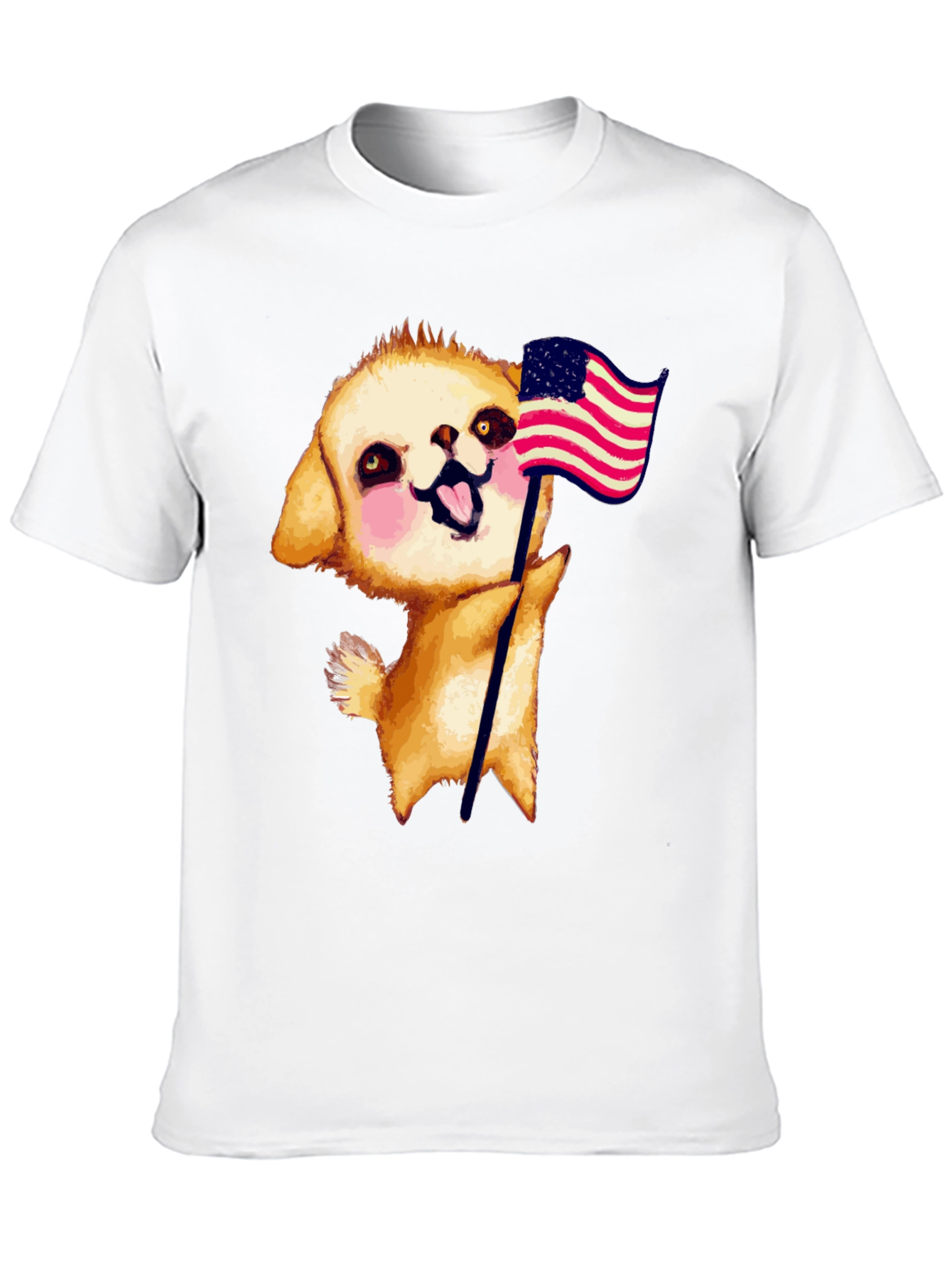 Puppy American Flag Graphic Tee