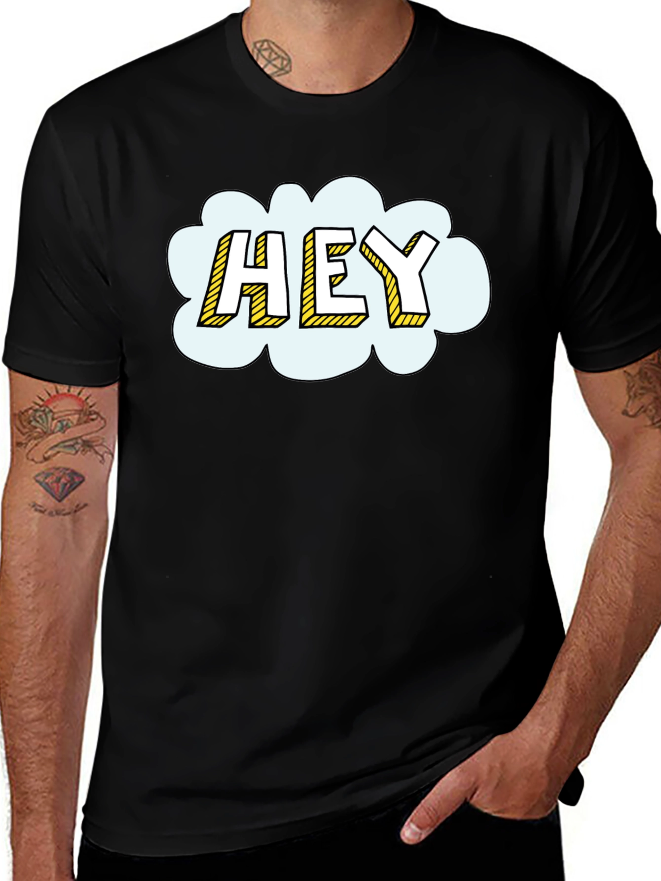 Hey Comic Style Graphic T-Shirt - Trendy Casual Wear