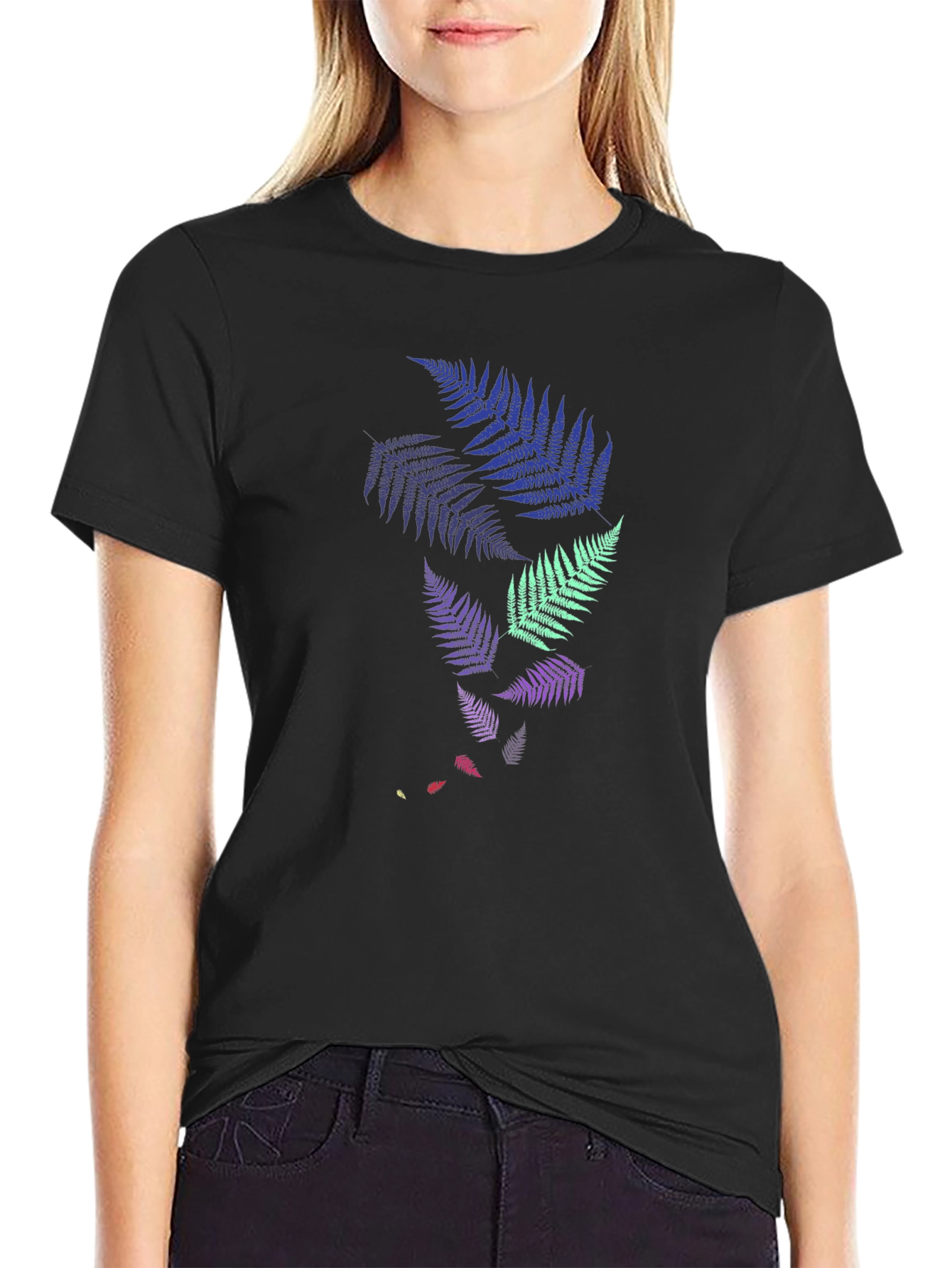 Fern Design Black T-Shirt