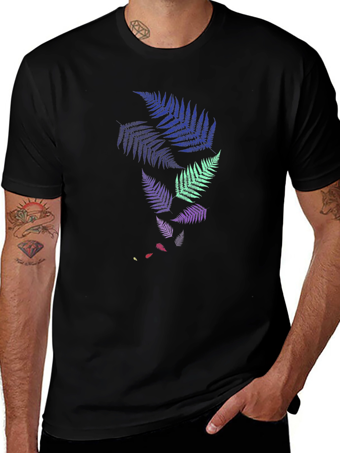 Fern Design Black T-Shirt