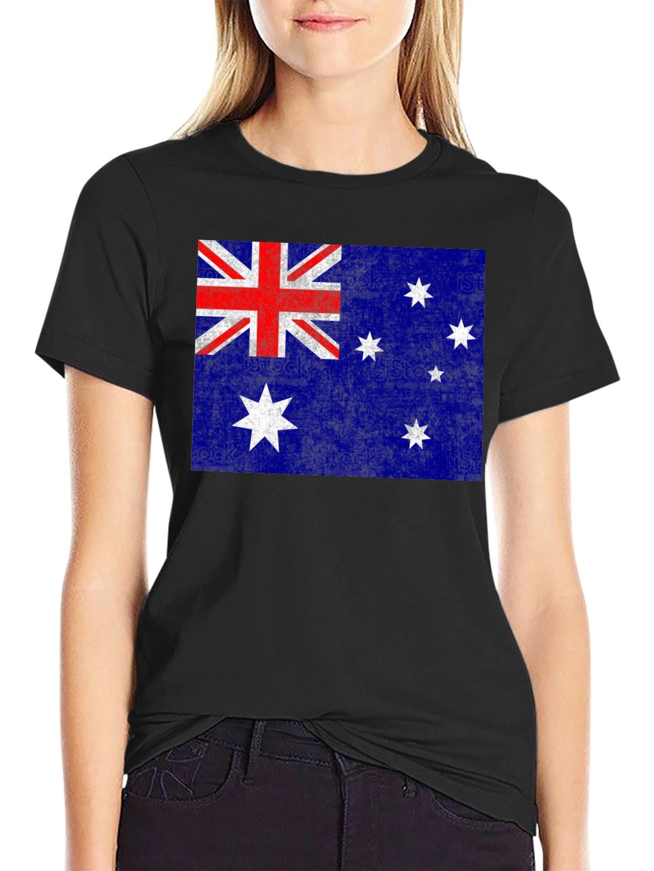 Australian Flag Graphic Tee | Black Cotton Blend