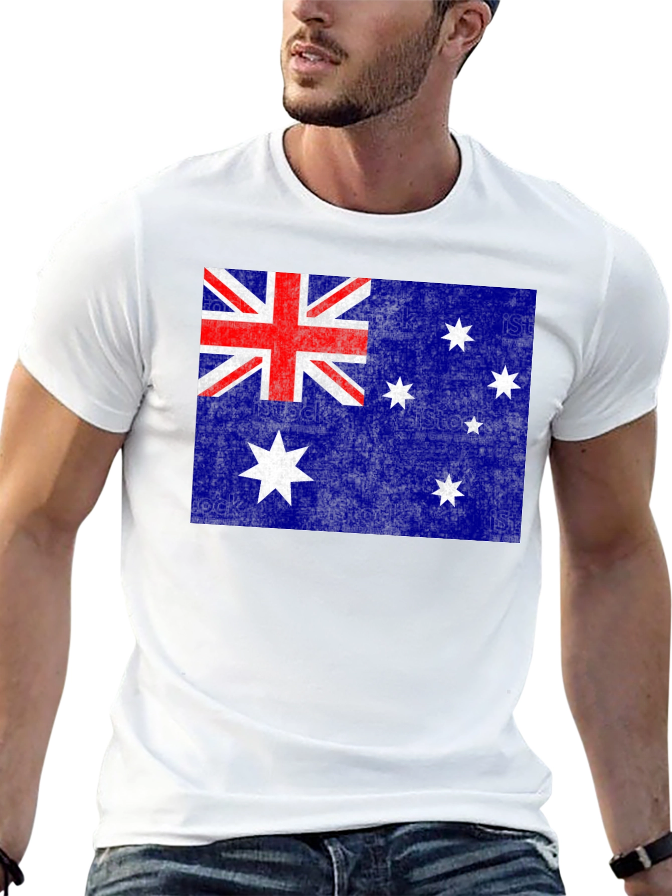 Australian Flag Graphic Tee | Black Cotton Blend