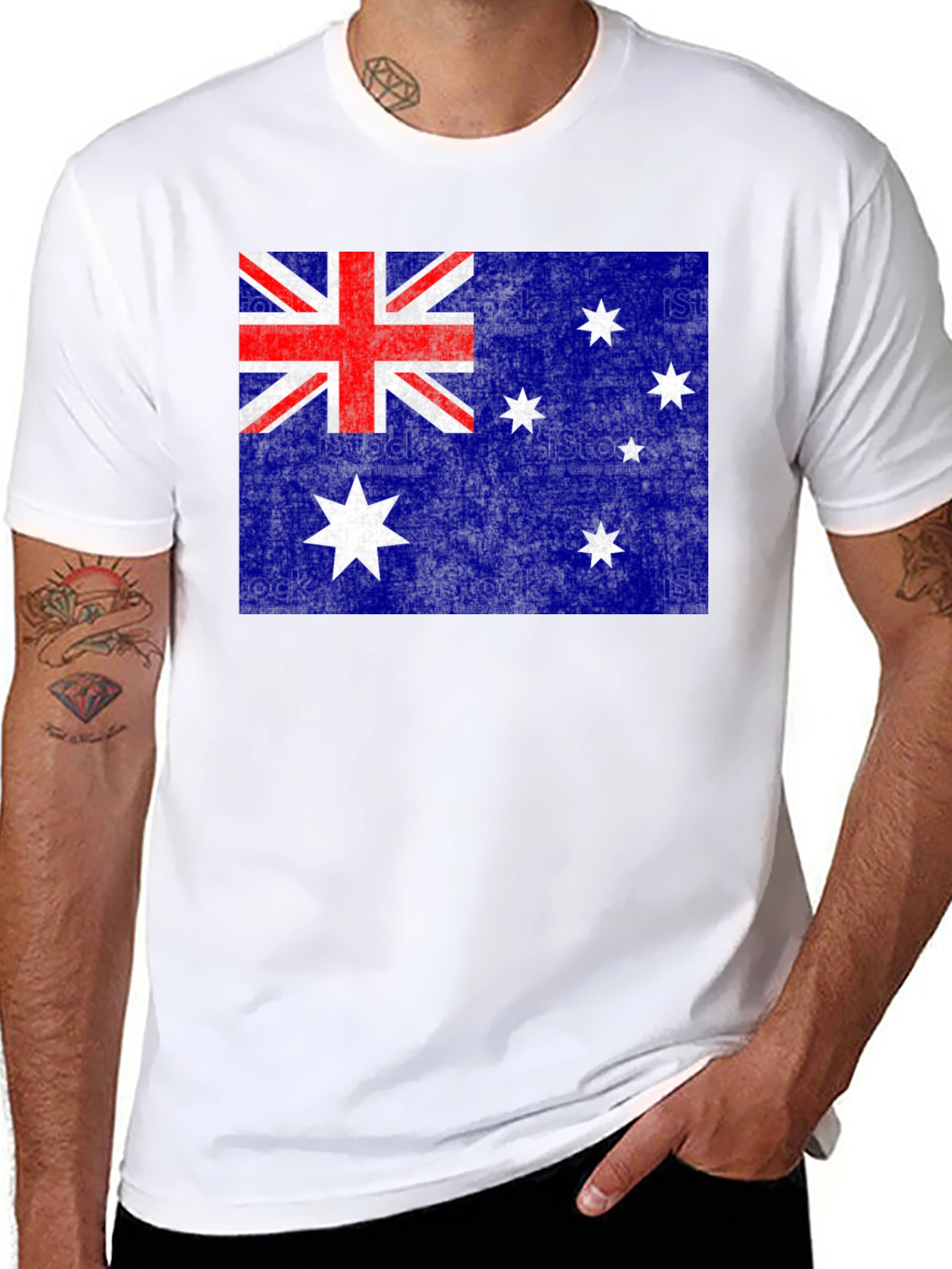 Australian Flag Graphic Tee | Black Cotton Blend