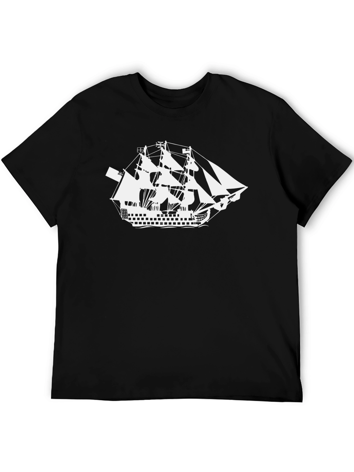 Nautical Sailboat Graphic Tee - Black Cotton Shirt