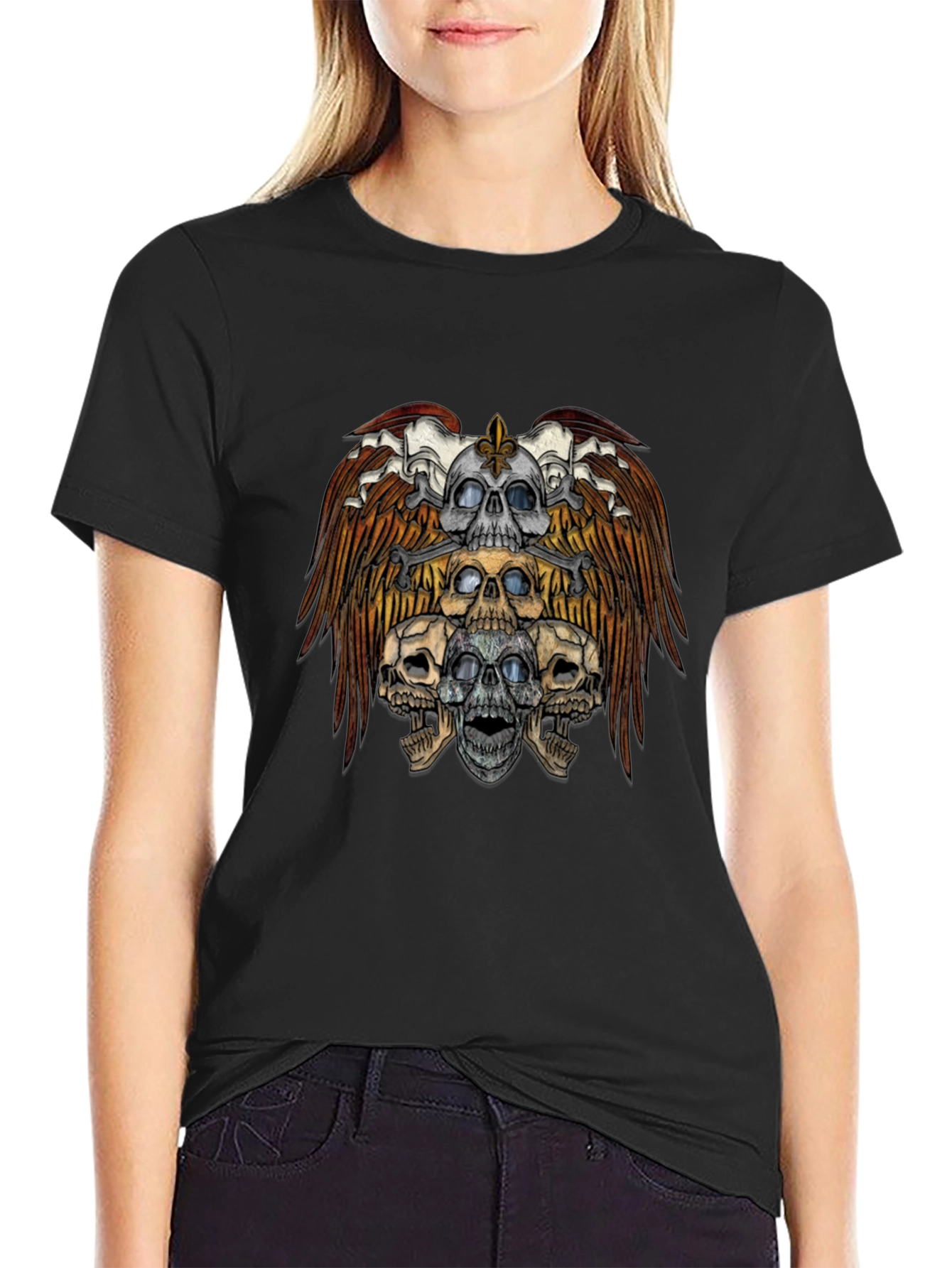 Skull Eagle Graphic Print Tee