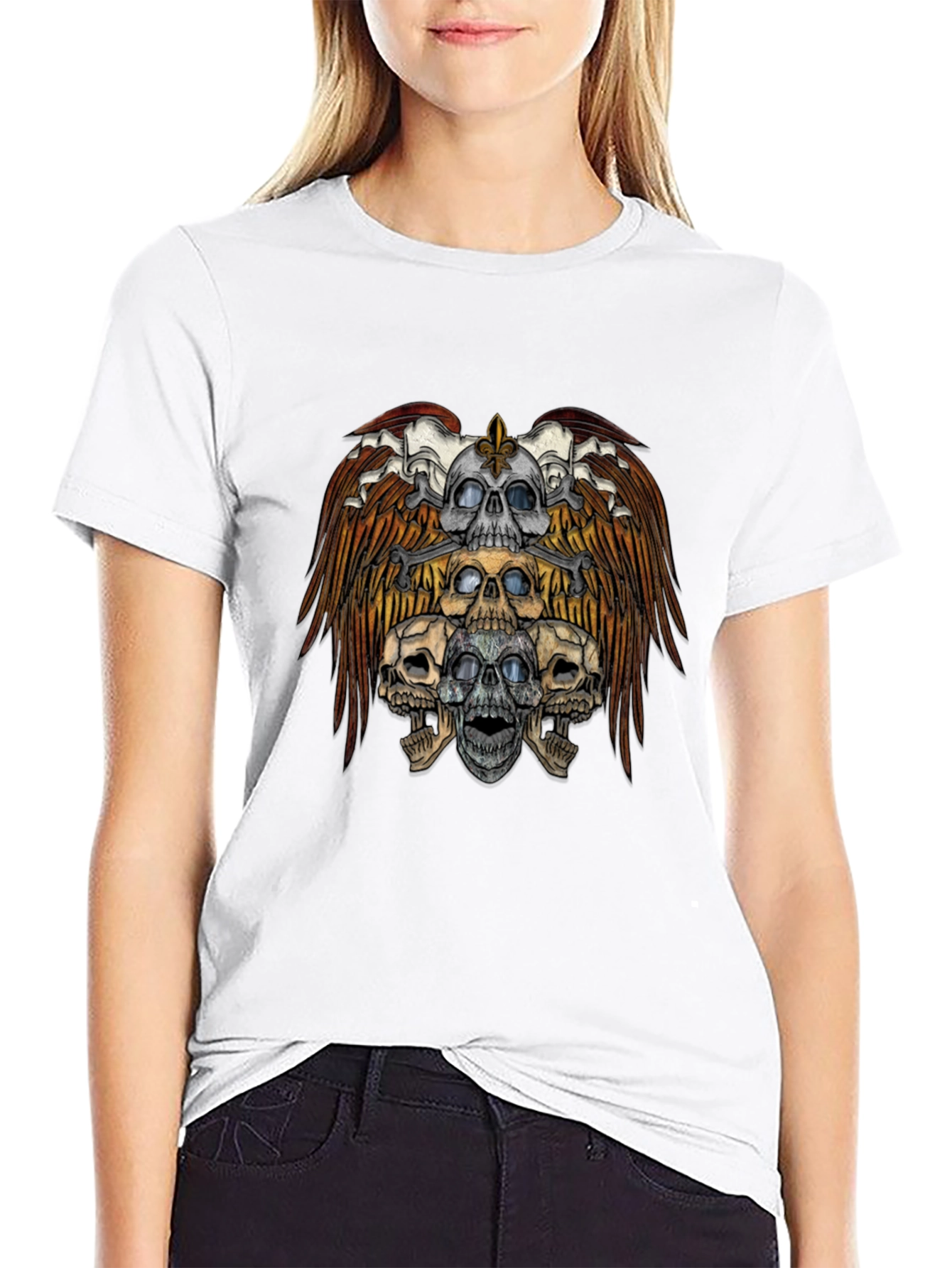 Skull Eagle Graphic Print Tee