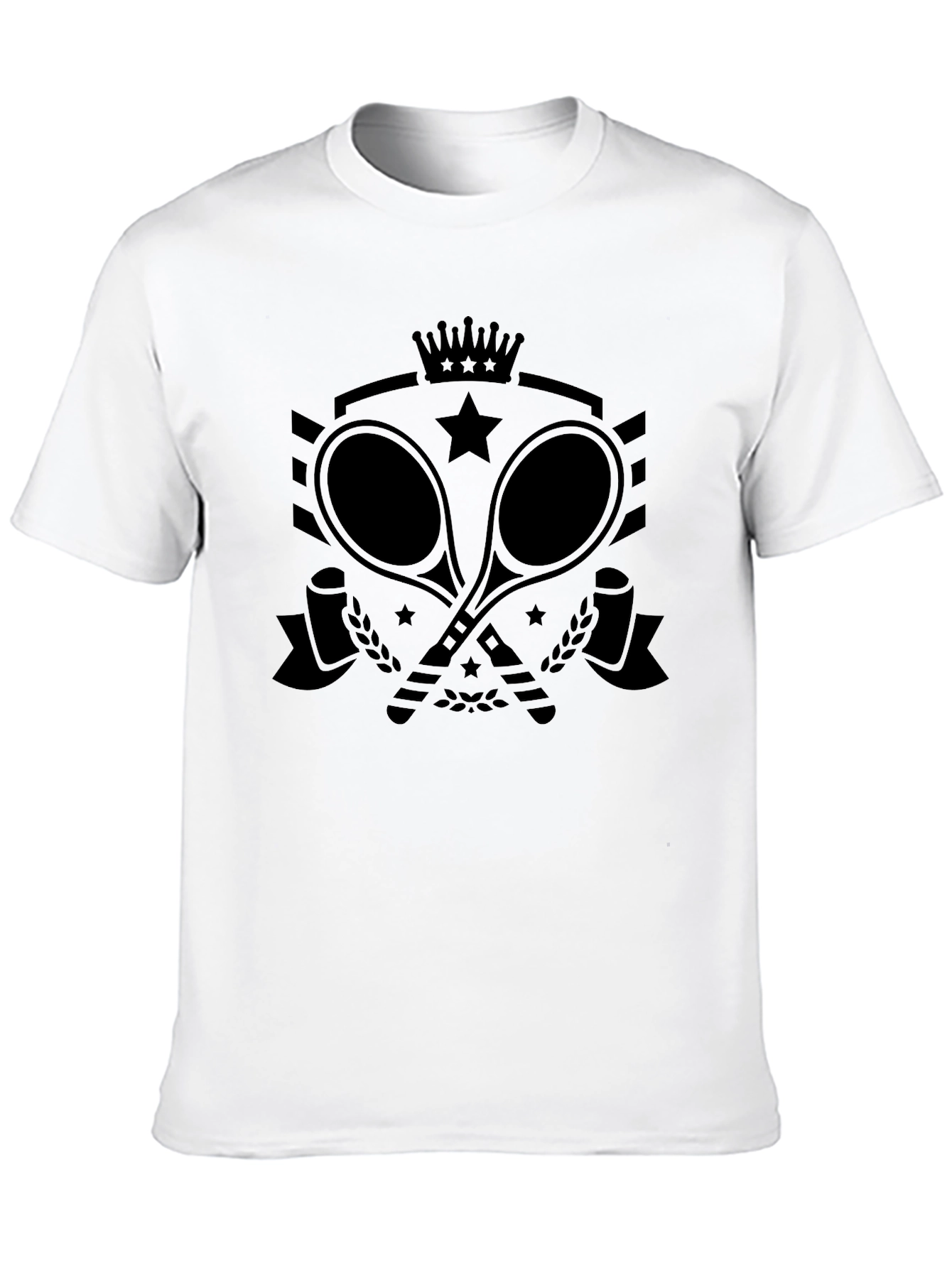 Tennis Racket Crown Star Graphic Tee - Black