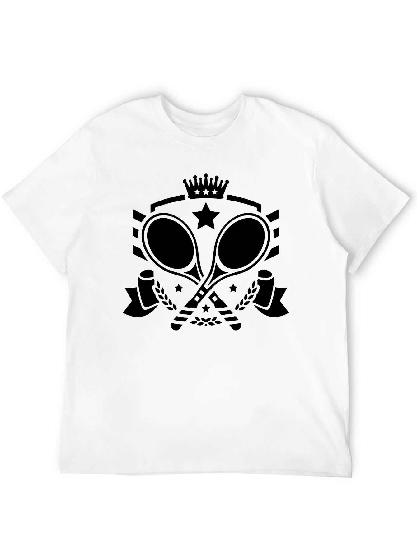 Tennis Racket Crown Star Graphic Tee - Black