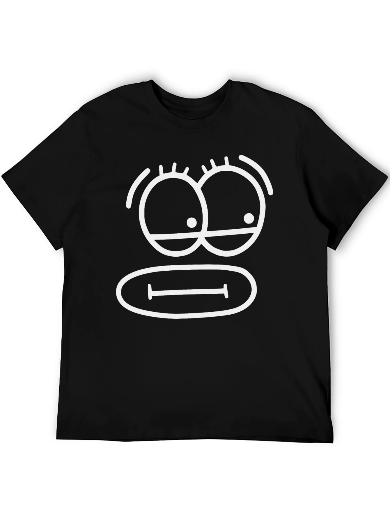 Funny Cartoon Face Black T-Shirt
