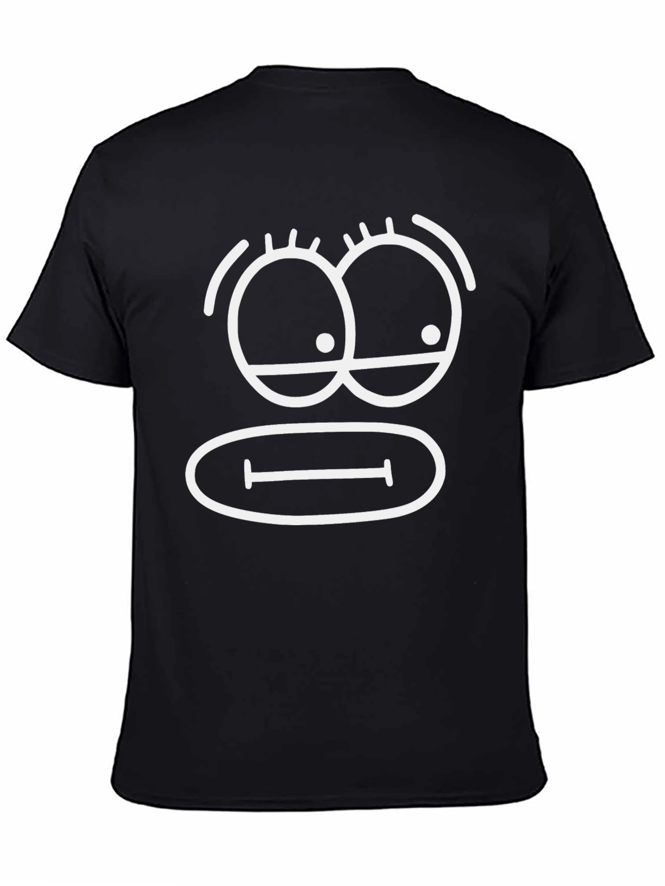 Funny Cartoon Face Black T-Shirt