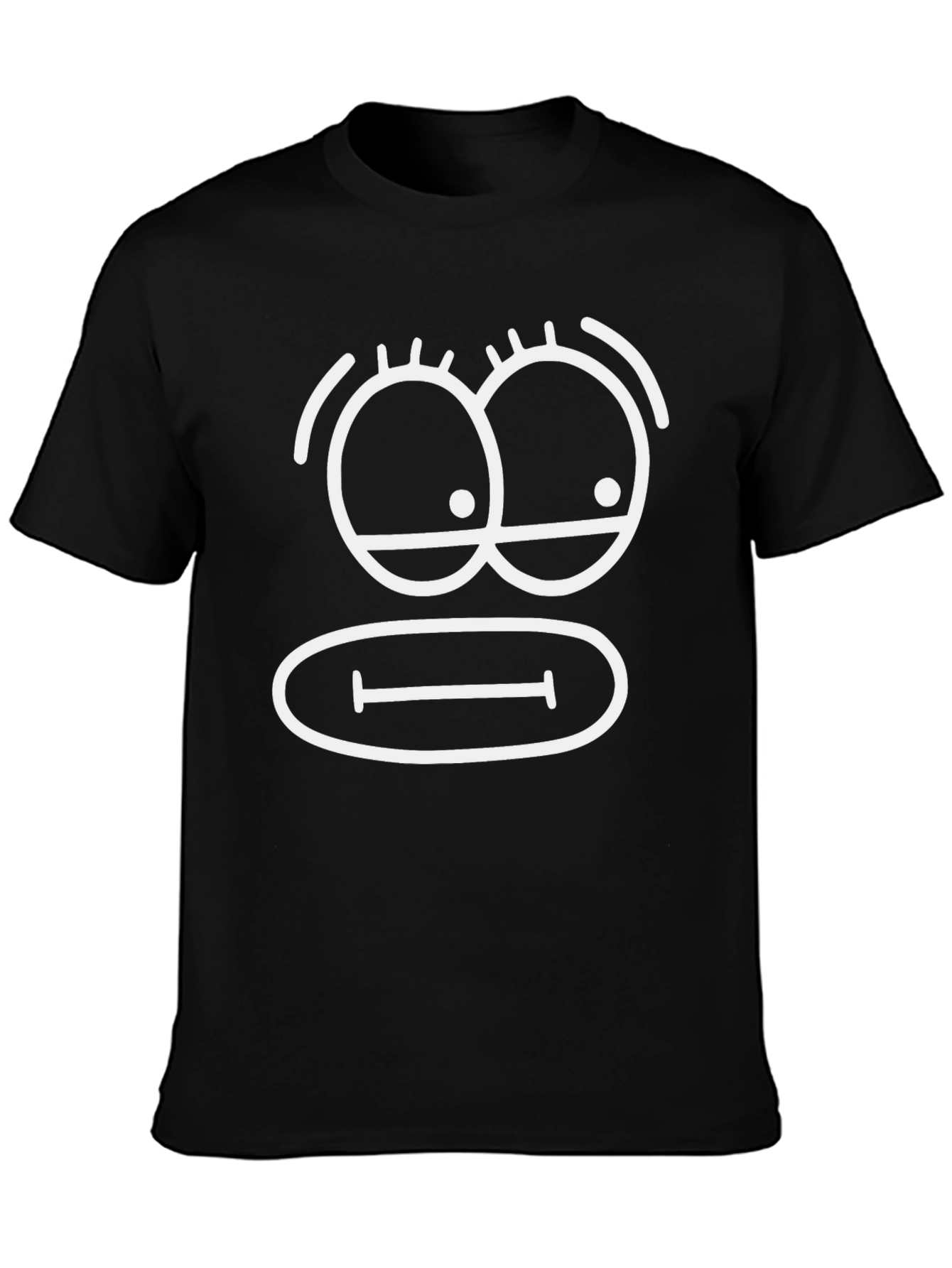 Funny Cartoon Face Black T-Shirt