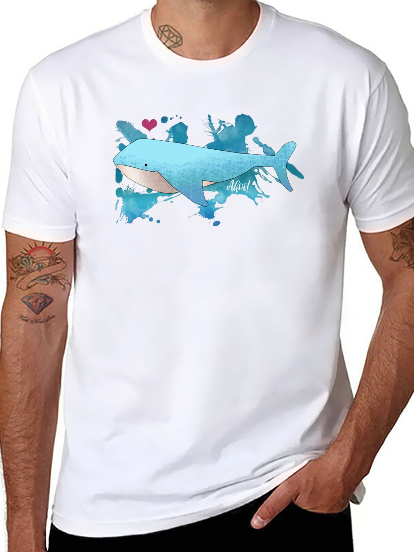 Whale Graphic Tee - Soft Black Cotton T-Shirt