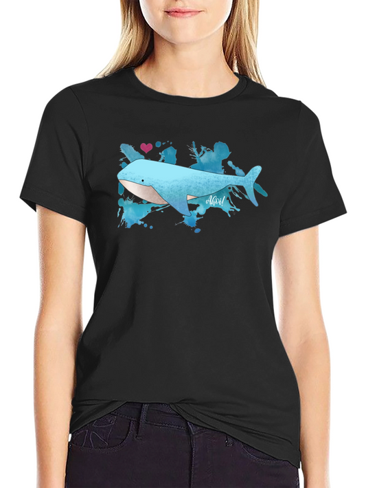 Whale Graphic Tee - Soft Black Cotton T-Shirt