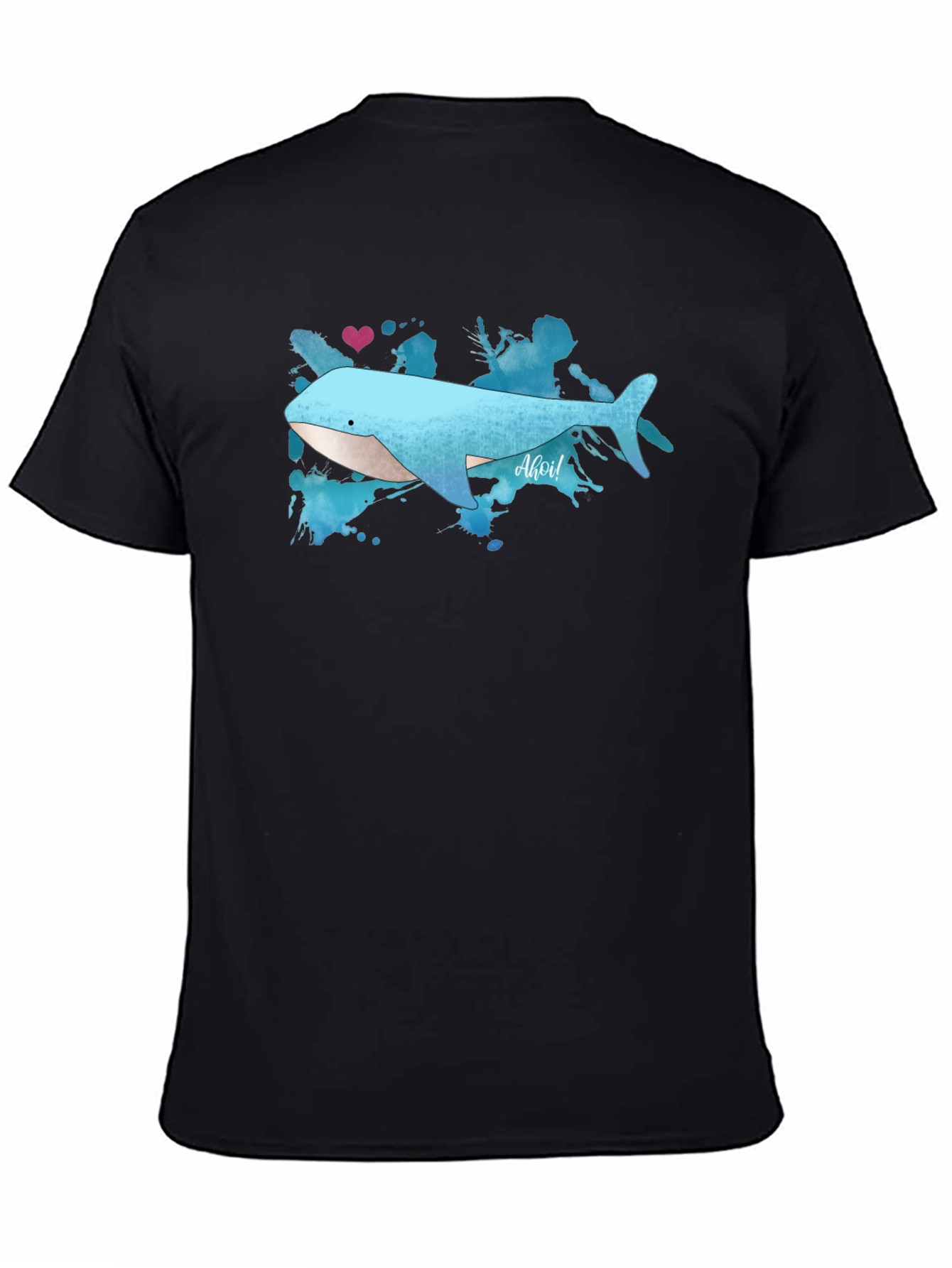 Whale Graphic Tee - Soft Black Cotton T-Shirt