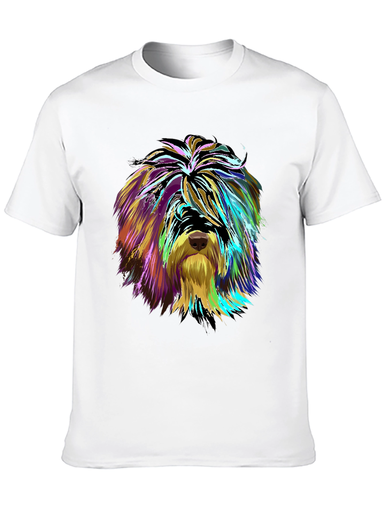 Vibrant Dog Art Graphic Tee - Unisex Black T-Shirt