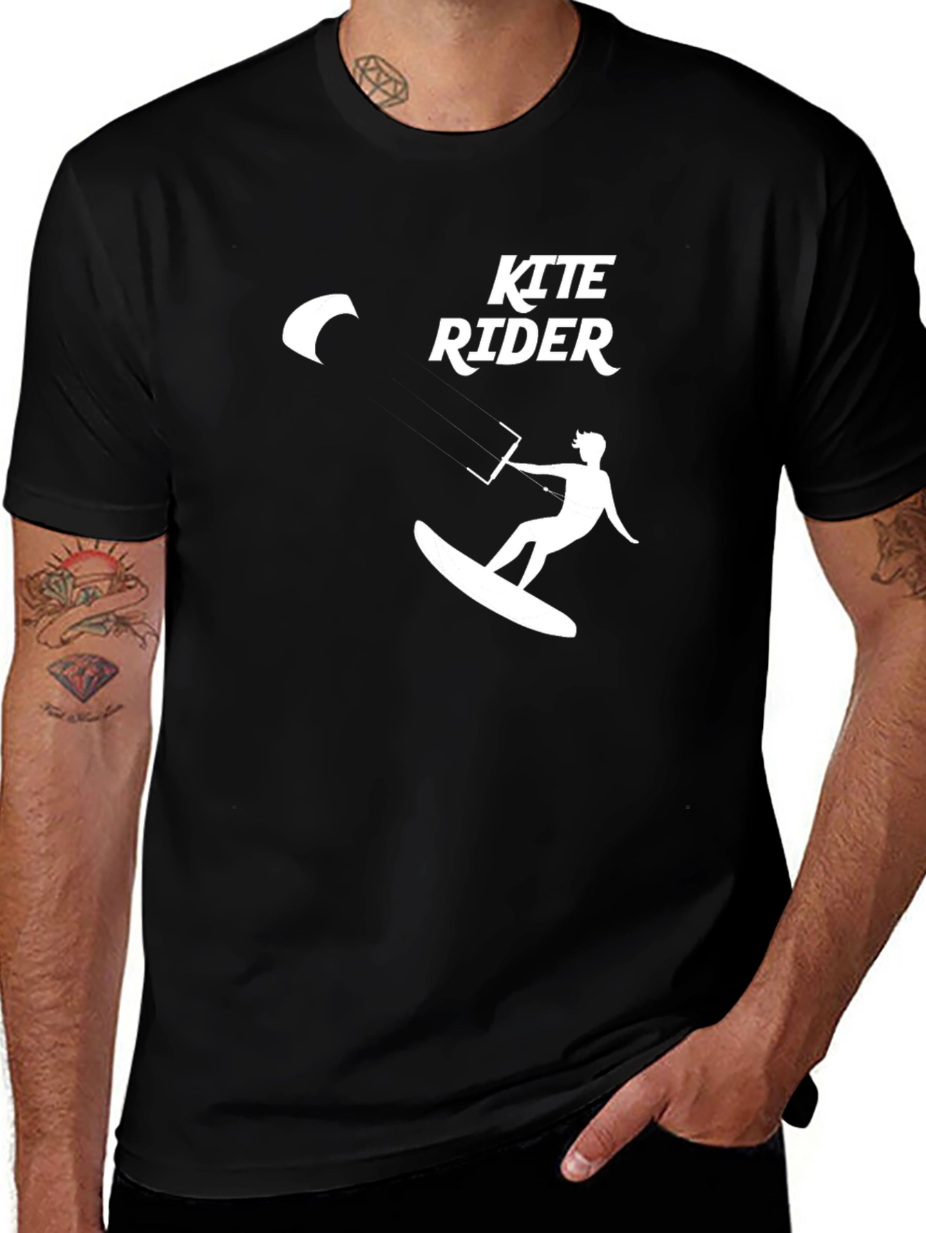 Kite Rider Graphic Tee - Black Cotton T-Shirt