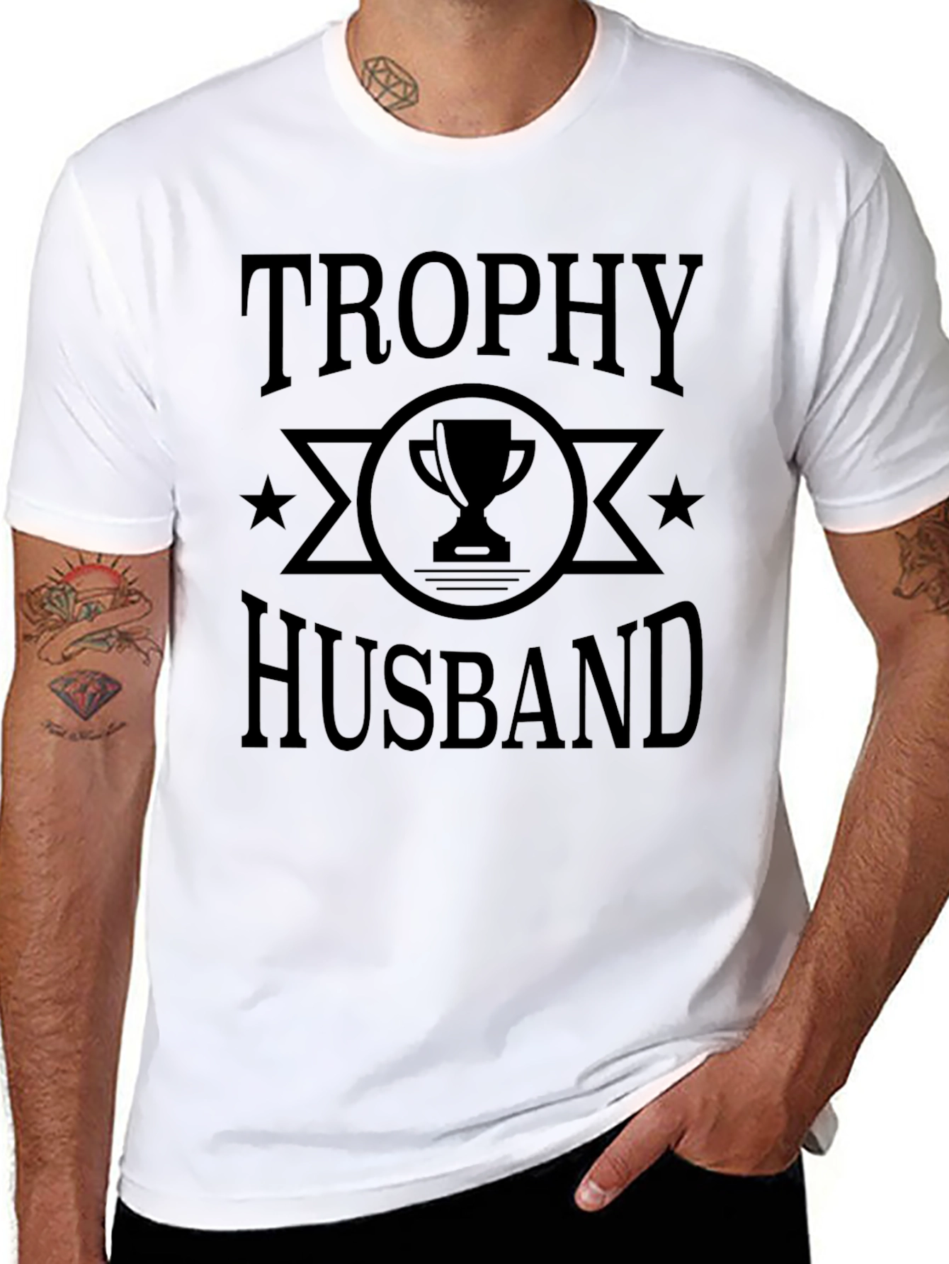Trophy Husband Graphic Tee - Black Cotton Blend